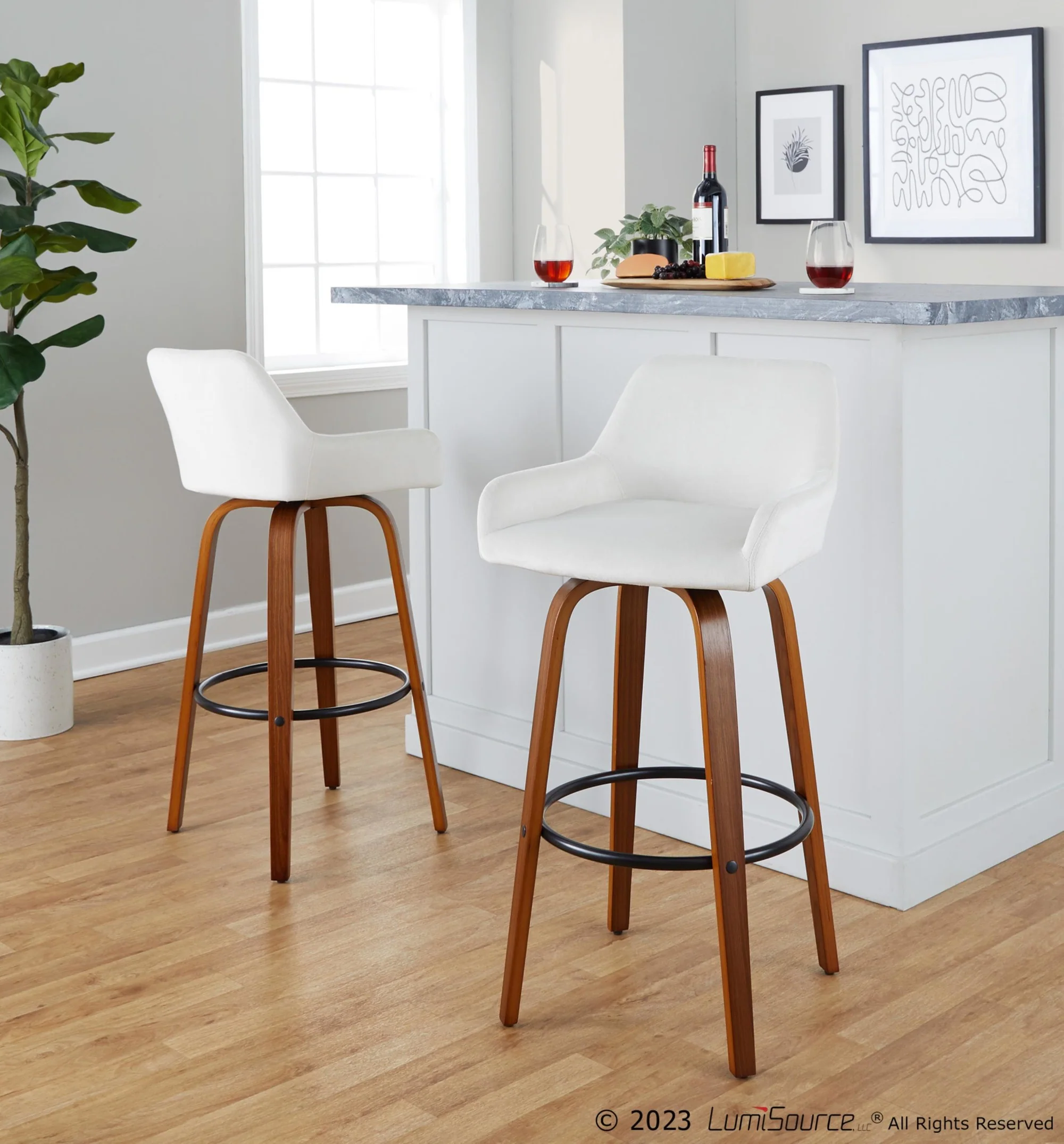 Daniella 30" Fixed-Height Barstool - Set of 2 By LumiSource - B30-DNLAV-GRTZQ2 WLBK2 - Image 11