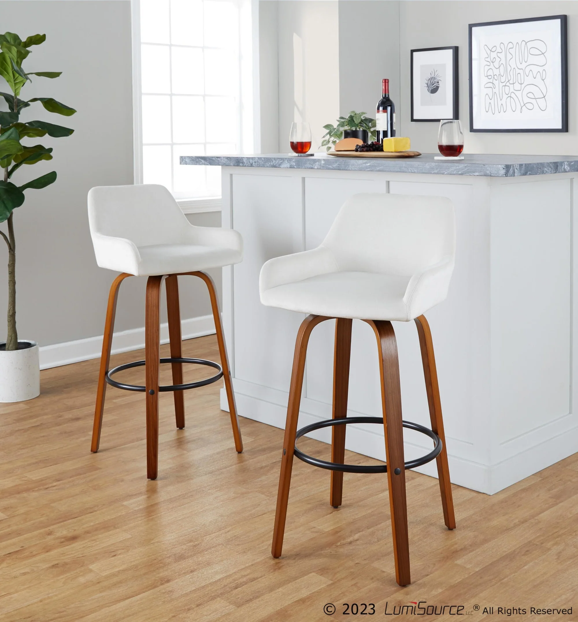 Daniella 30" Fixed-Height Barstool - Set of 2 By LumiSource - B30-DNLAV-GRTZQ2 WLBK2 - Image 12