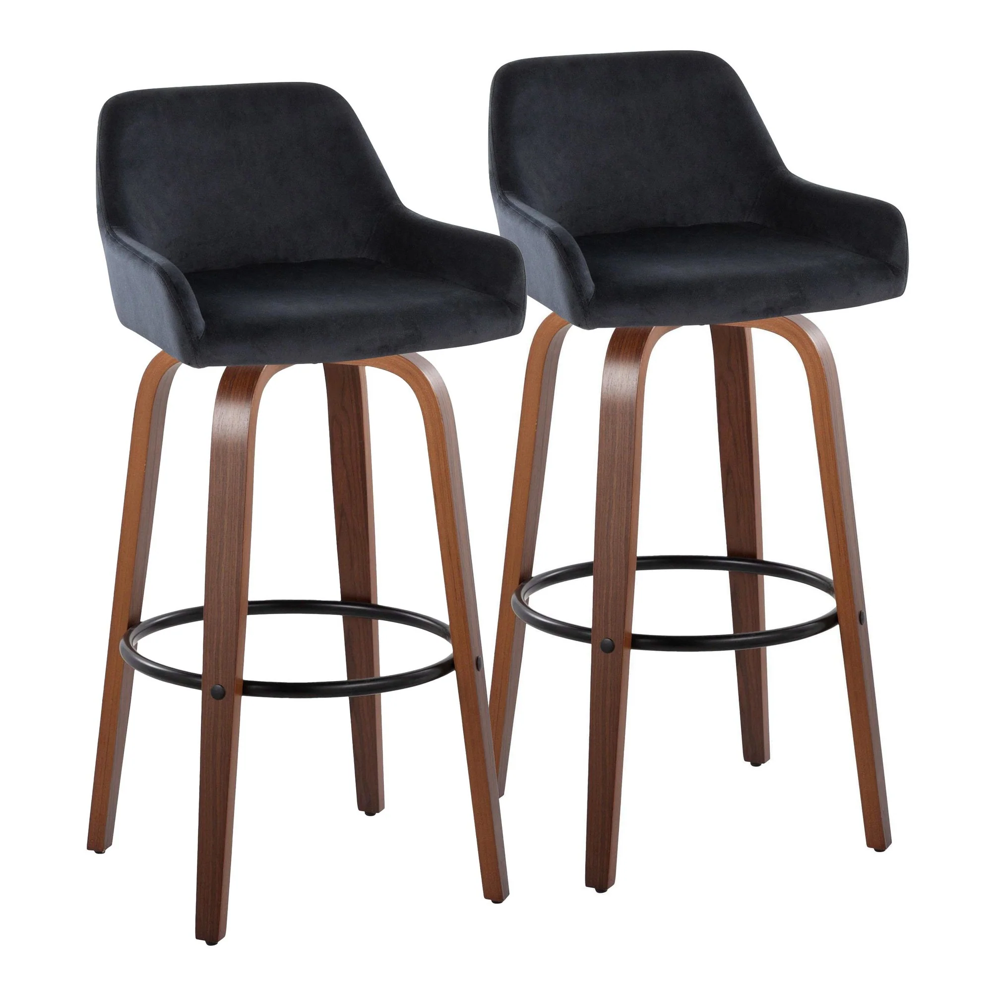 Daniella 30" Fixed-Height Barstool - Set of 2 By LumiSource - B30-DNLAV-GRTZQ2 WLBK2 - Image 5