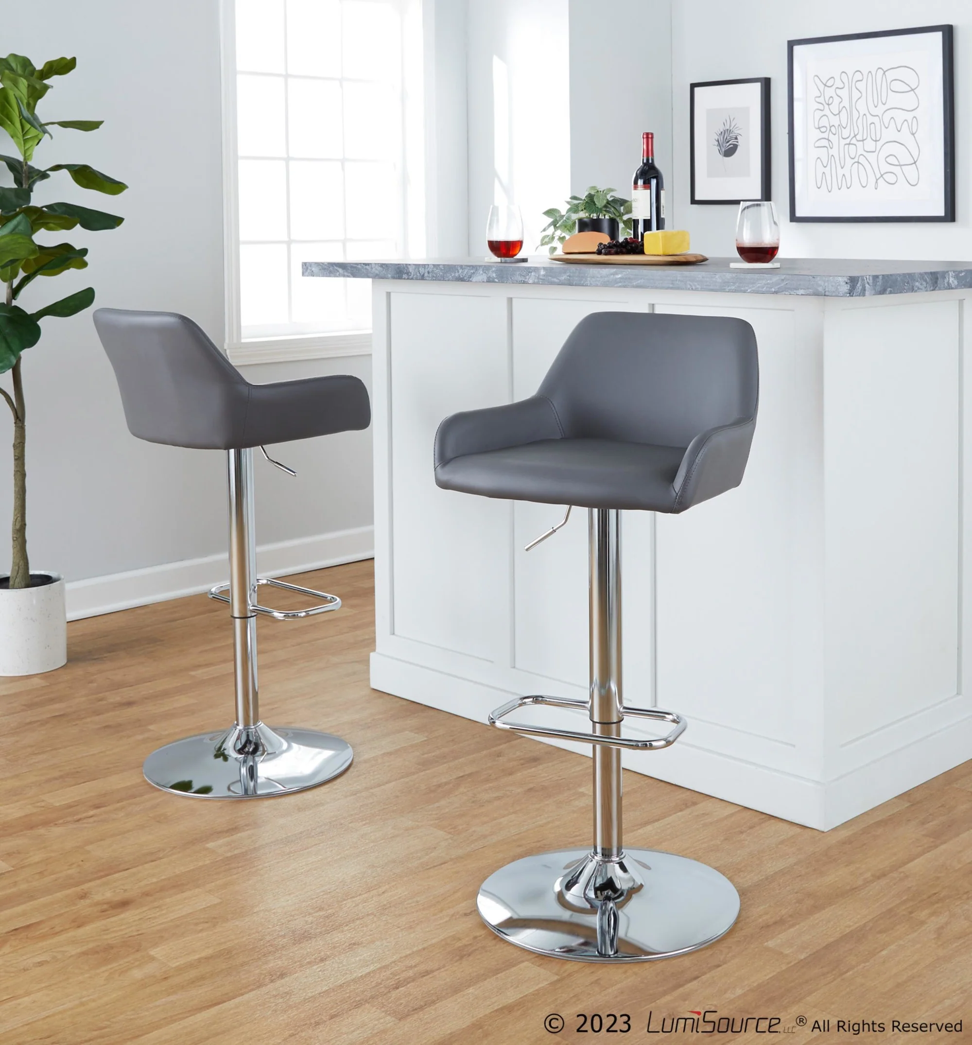Daniella Adjustable Barstool - Set of 2 By LumiSource - BS-DNLAPU-RR2 CHRCAM2 - Image 13