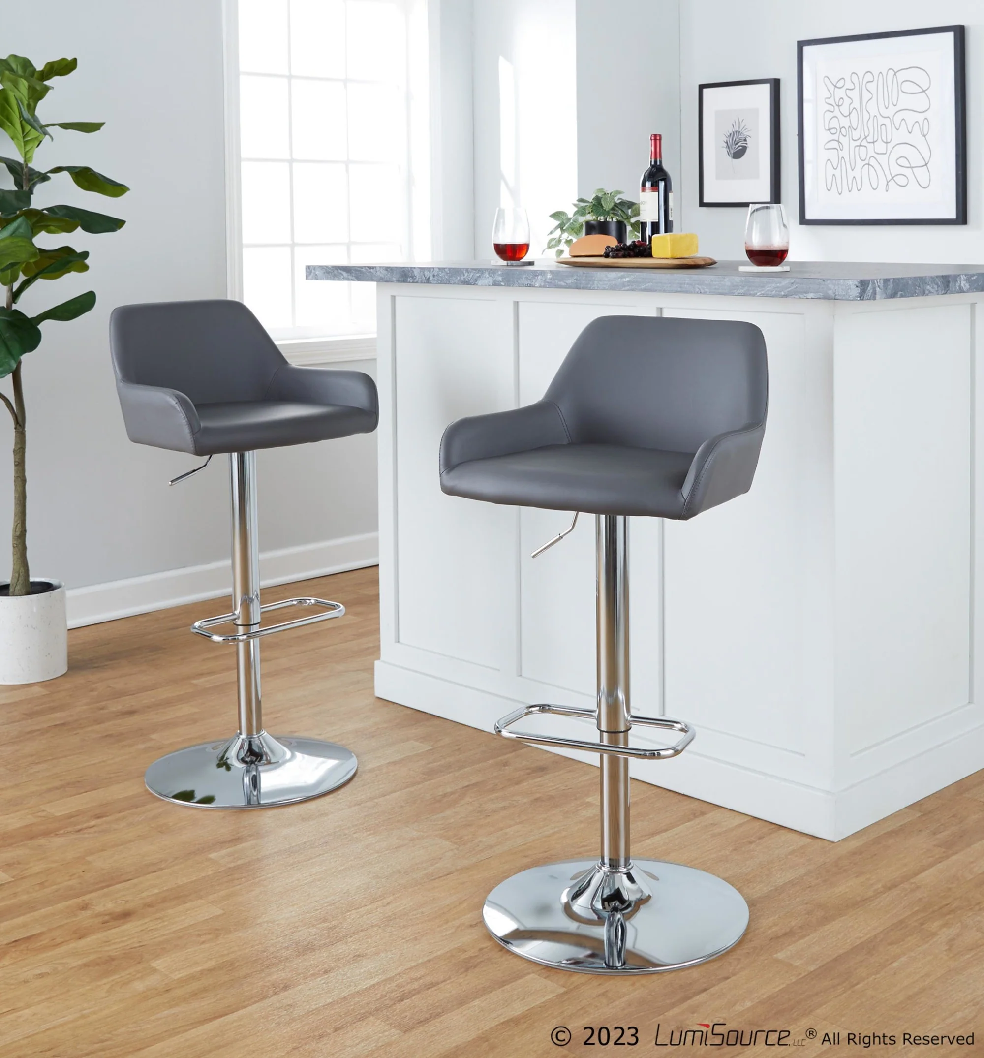 Daniella Adjustable Barstool - Set of 2 By LumiSource - BS-DNLAPU-RR2 CHRCAM2 - Image 14