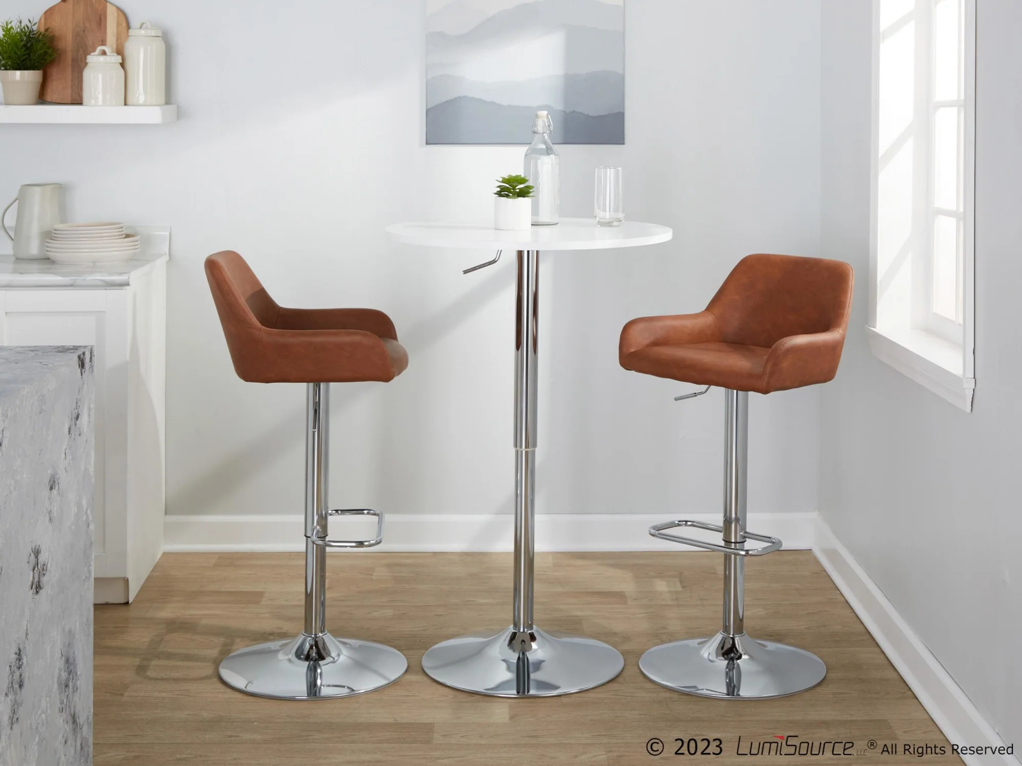 Daniella Adjustable Barstool - Set of 2 By LumiSource - BS-DNLAPU-RR2 CHRCAM2 - Image 2