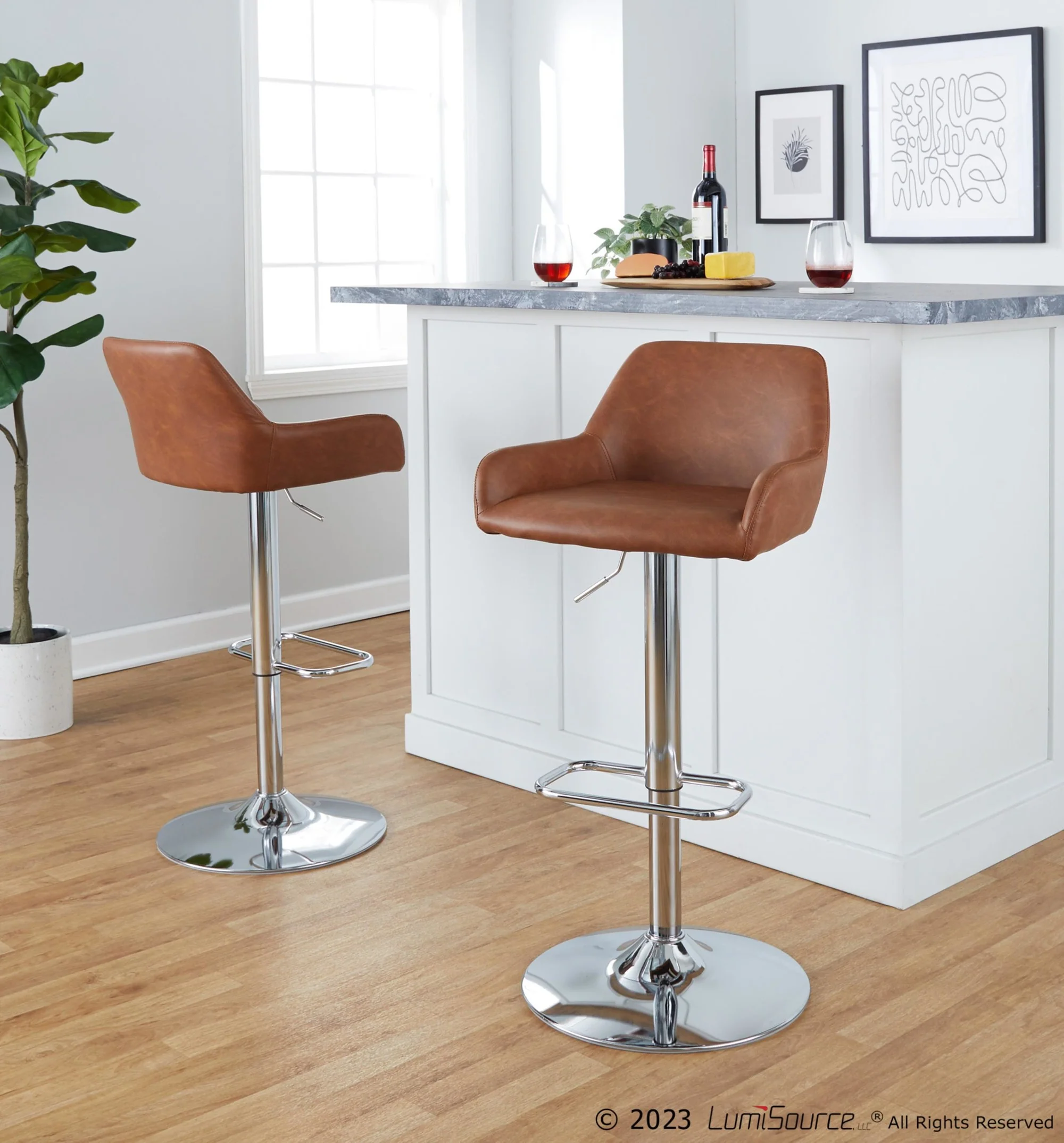 Daniella Adjustable Barstool - Set of 2 By LumiSource - BS-DNLAPU-RR2 CHRCAM2 - Image 3