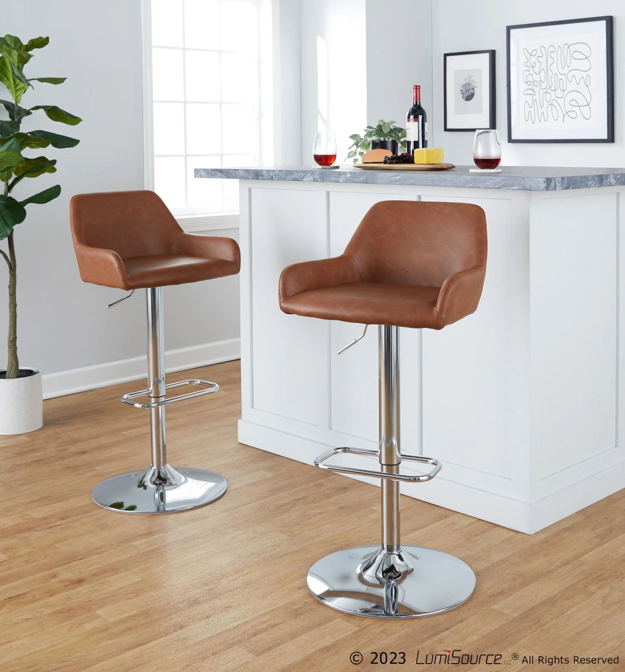 Daniella Adjustable Barstool - Set of 2 By LumiSource - BS-DNLAPU-RR2 CHRCAM2 - Image 4