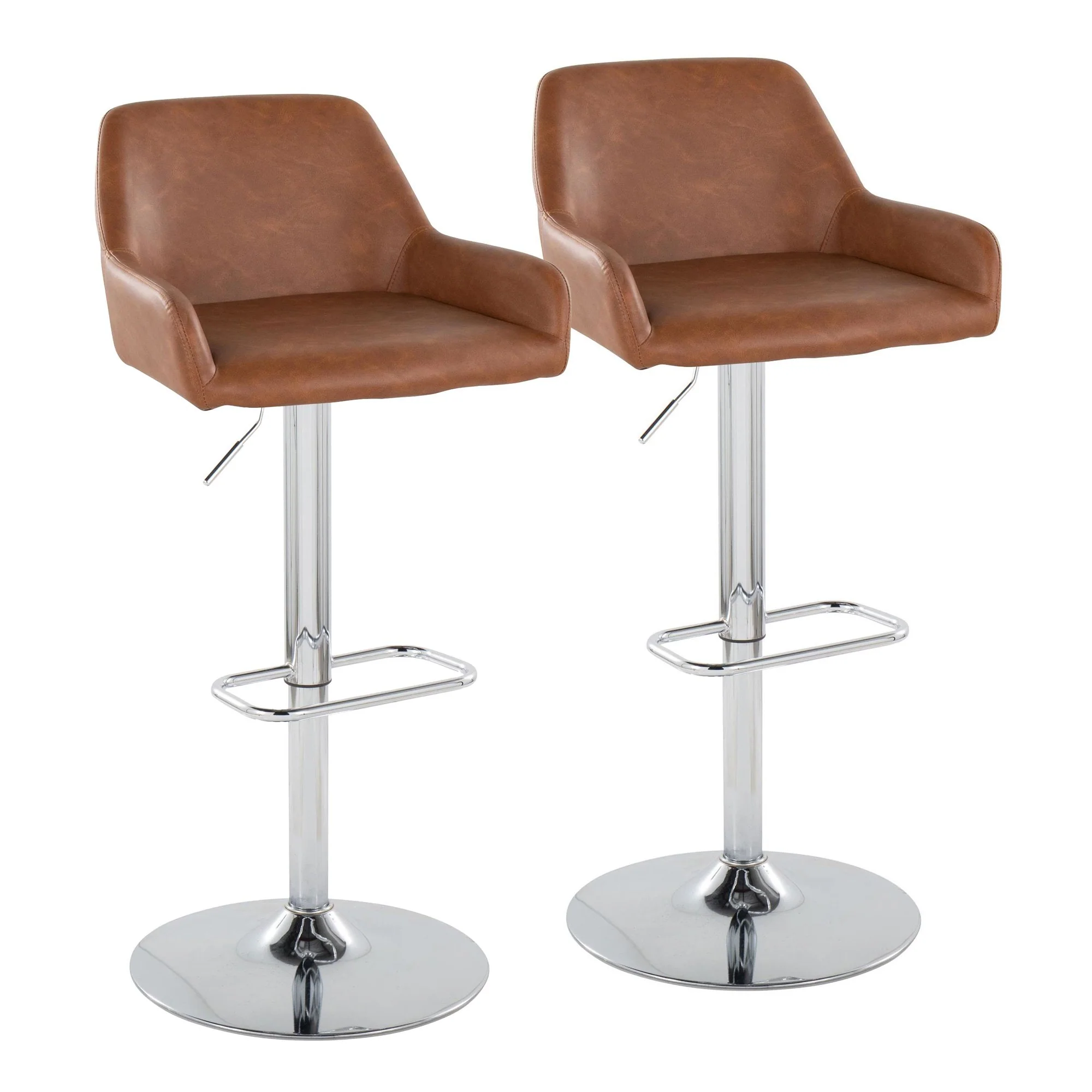 Daniella Adjustable Barstool - Set of 2 By LumiSource - BS-DNLAPU-RR2 CHRCAM2 - Image 5