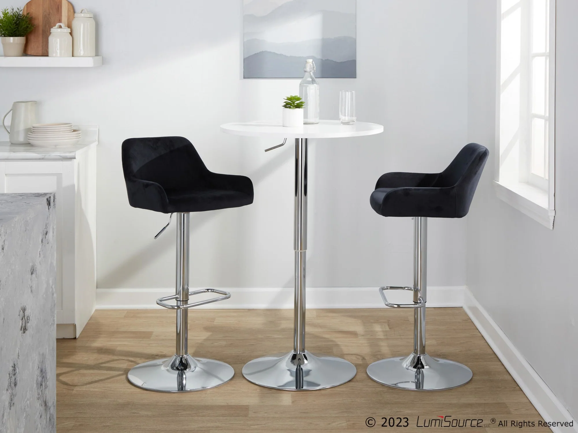Daniella Adjustable Barstool - Set of 2 By LumiSource - BS-DNLAV-RR2 CHRBK2 - Image 2
