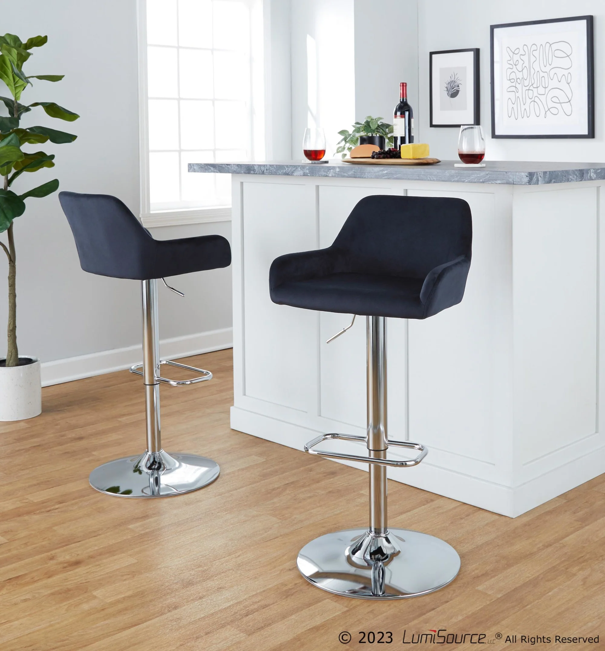 Daniella Adjustable Barstool - Set of 2 By LumiSource - BS-DNLAV-RR2 CHRBK2 - Image 3