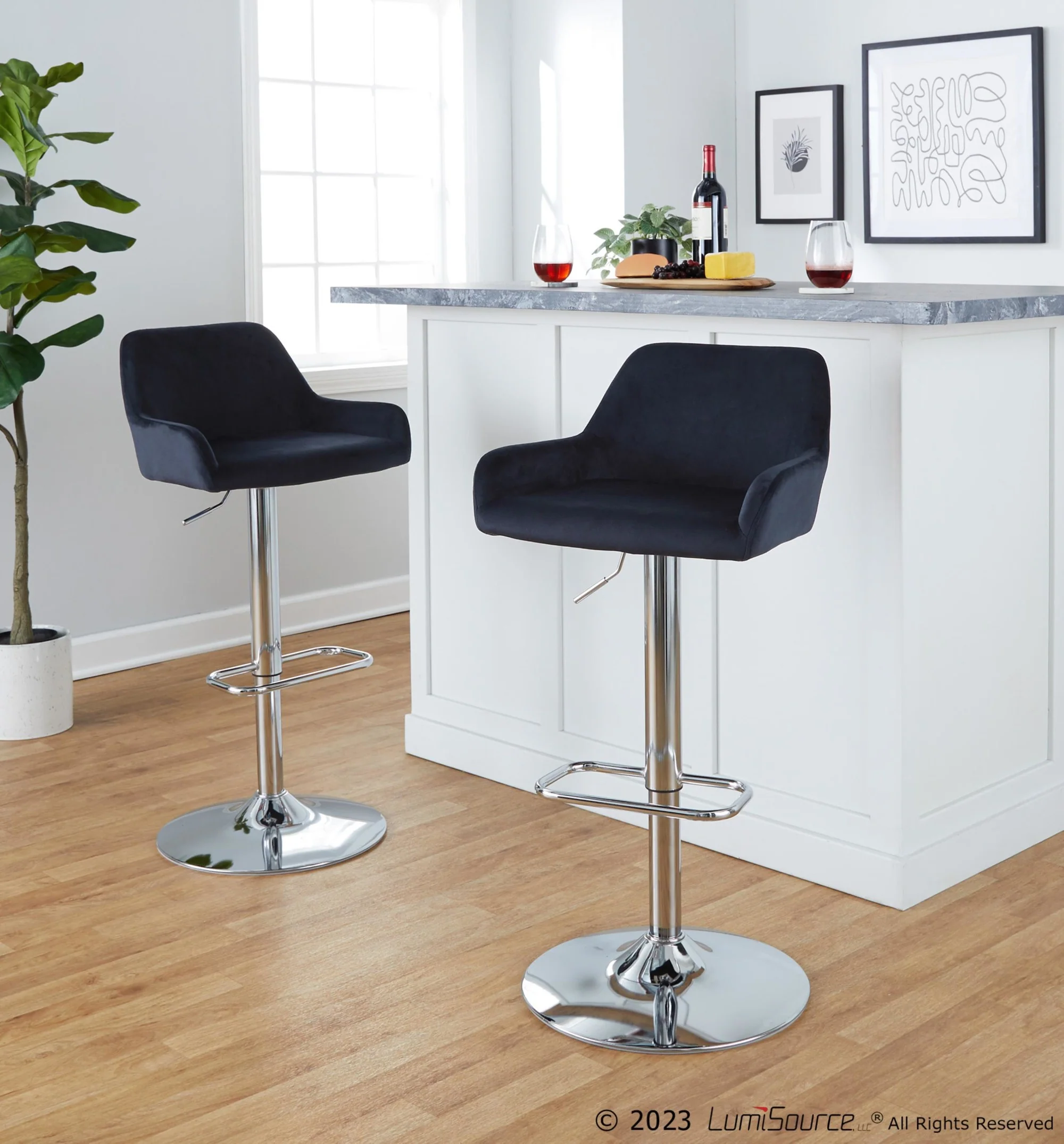 Daniella Adjustable Barstool - Set of 2 By LumiSource - BS-DNLAV-RR2 CHRBK2 - Image 4