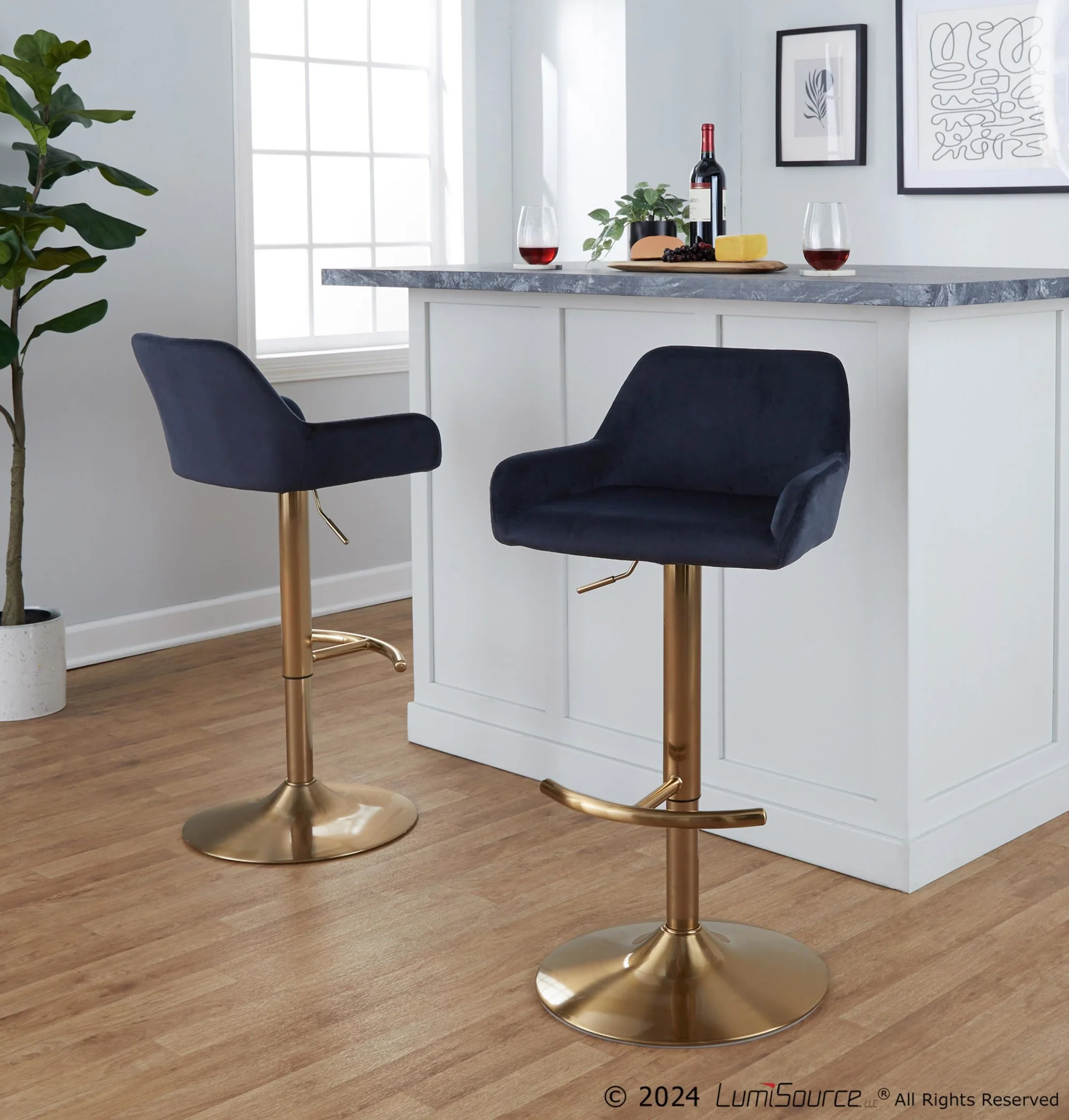 Daniella Adjustable Barstool - Set of 2 By LumiSource - BS-DNLAV-RT2 AUBK2 - Image 2