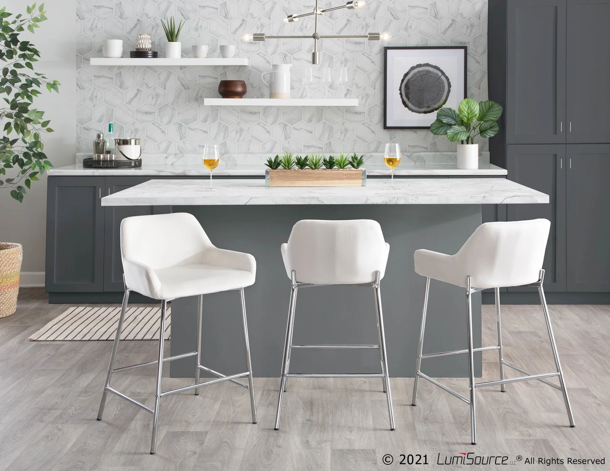 Daniella Fixed-Height Counter Stool - Set of 2 Black By LumiSource - B24-DNLA2 CHRMVBK2 - Image 15