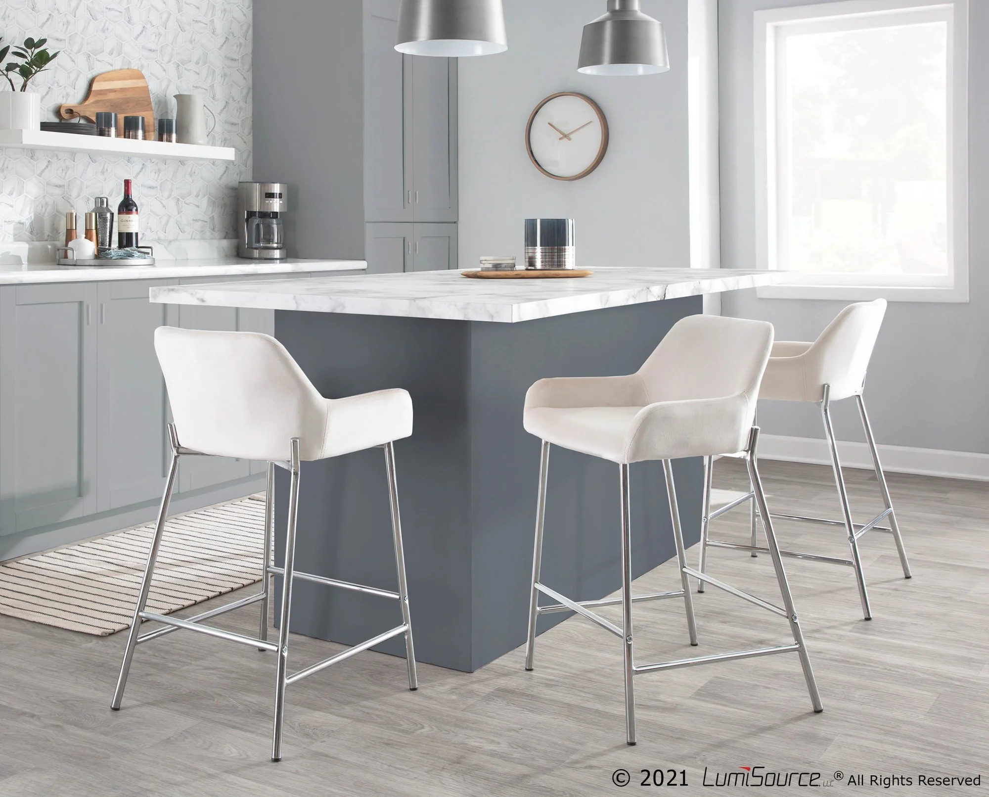 Daniella Fixed-Height Counter Stool - Set of 2 Black By LumiSource - B24-DNLA2 CHRMVBK2 - Image 16