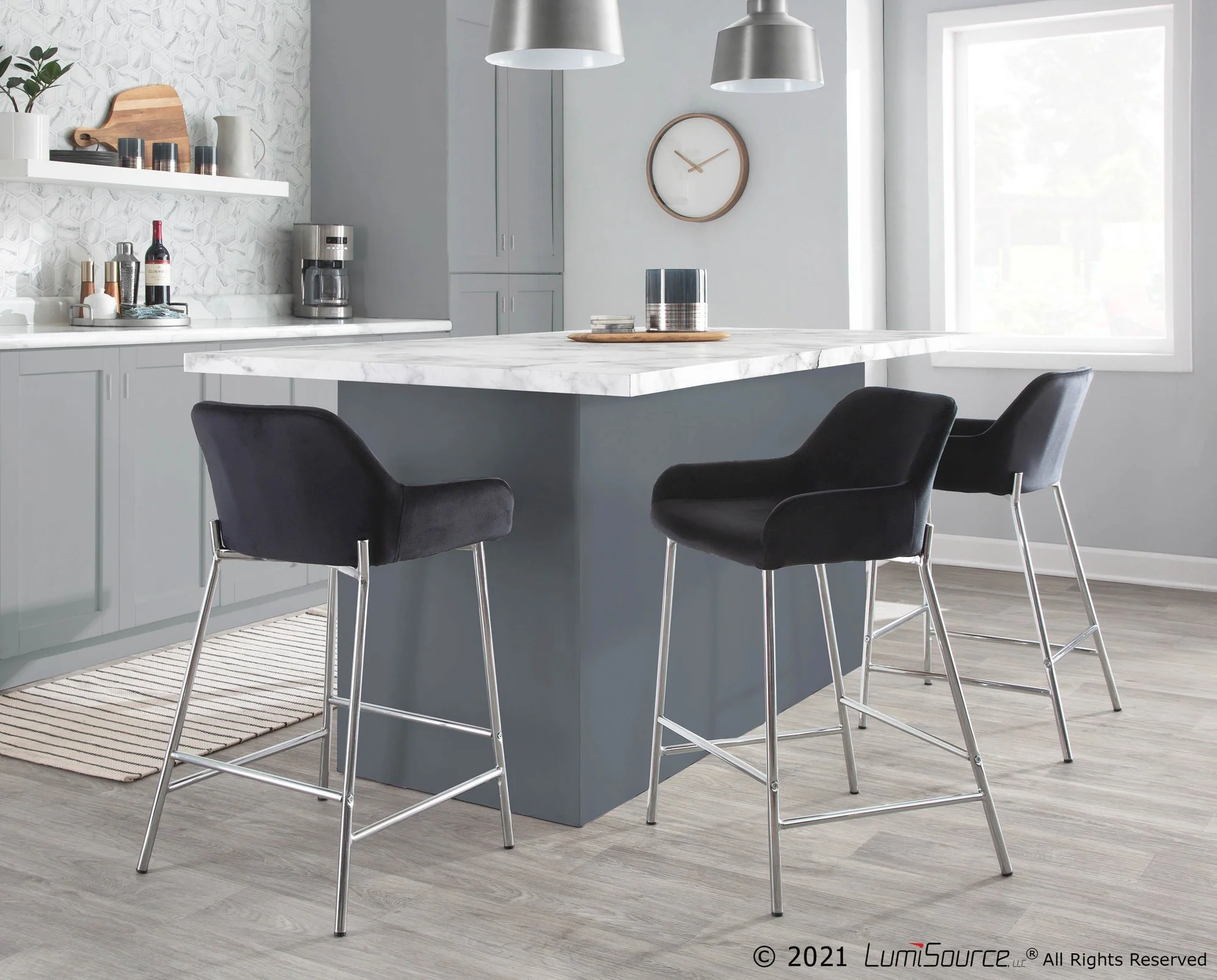 Daniella Fixed-Height Counter Stool - Set of 2 Black By LumiSource - B24-DNLA2 CHRMVBK2 - Image 5