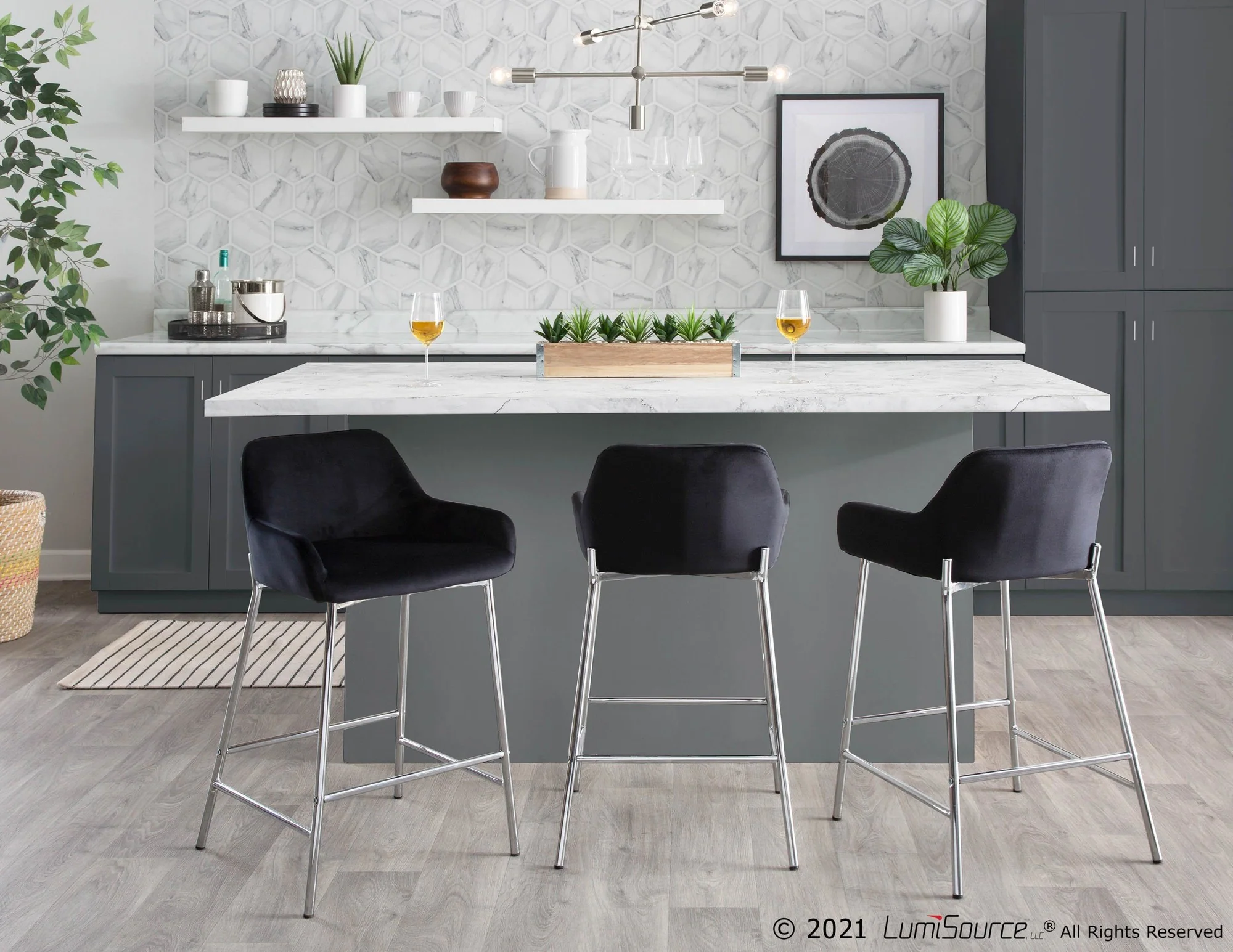 Daniella Fixed-Height Counter Stool - Set of 2 Black By LumiSource - B24-DNLA2 CHRMVBK2 - Image 6