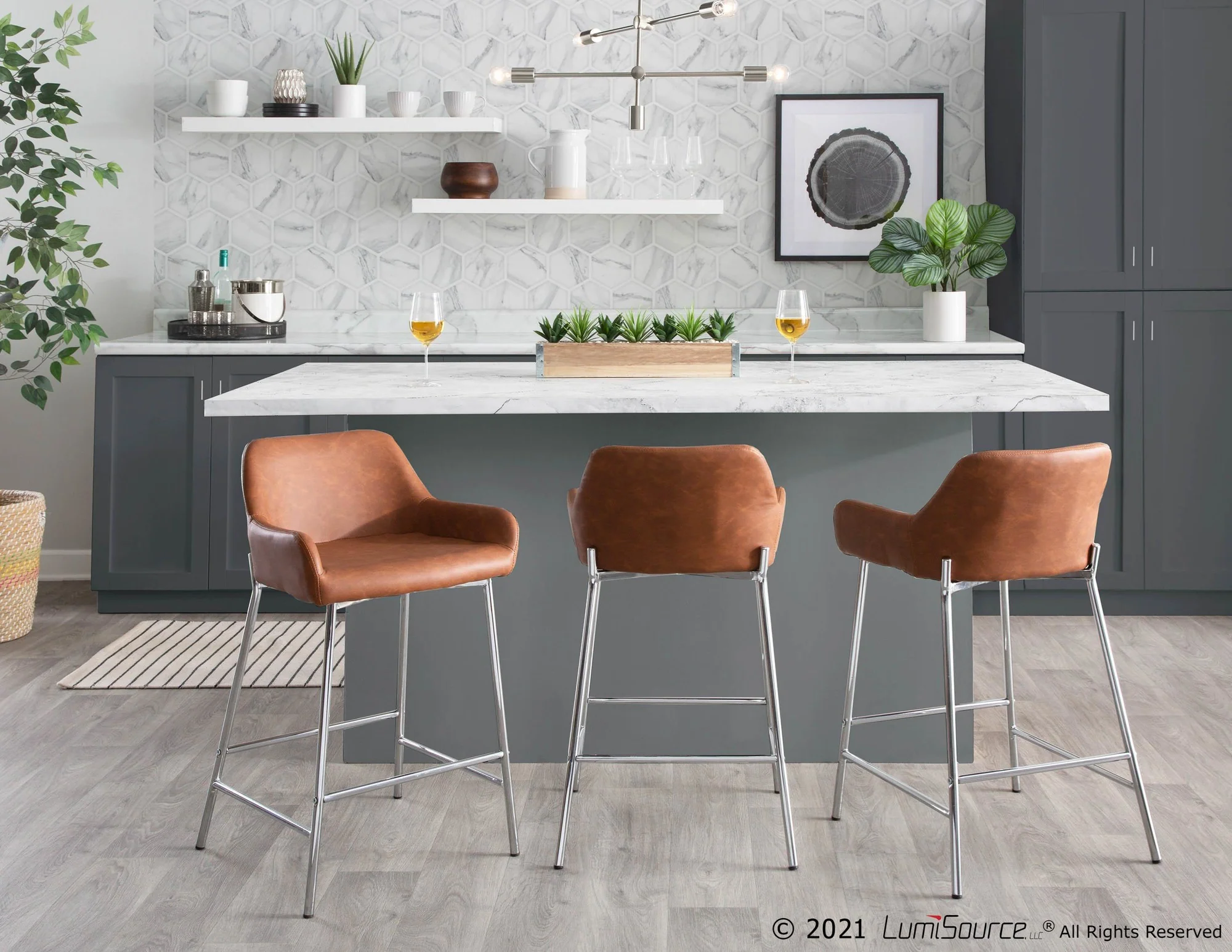 Daniella Fixed-Height Counter Stool - Set of 2 Cream By LumiSource - B24-DNLA2 CHRMPUCAM2 - Image 5