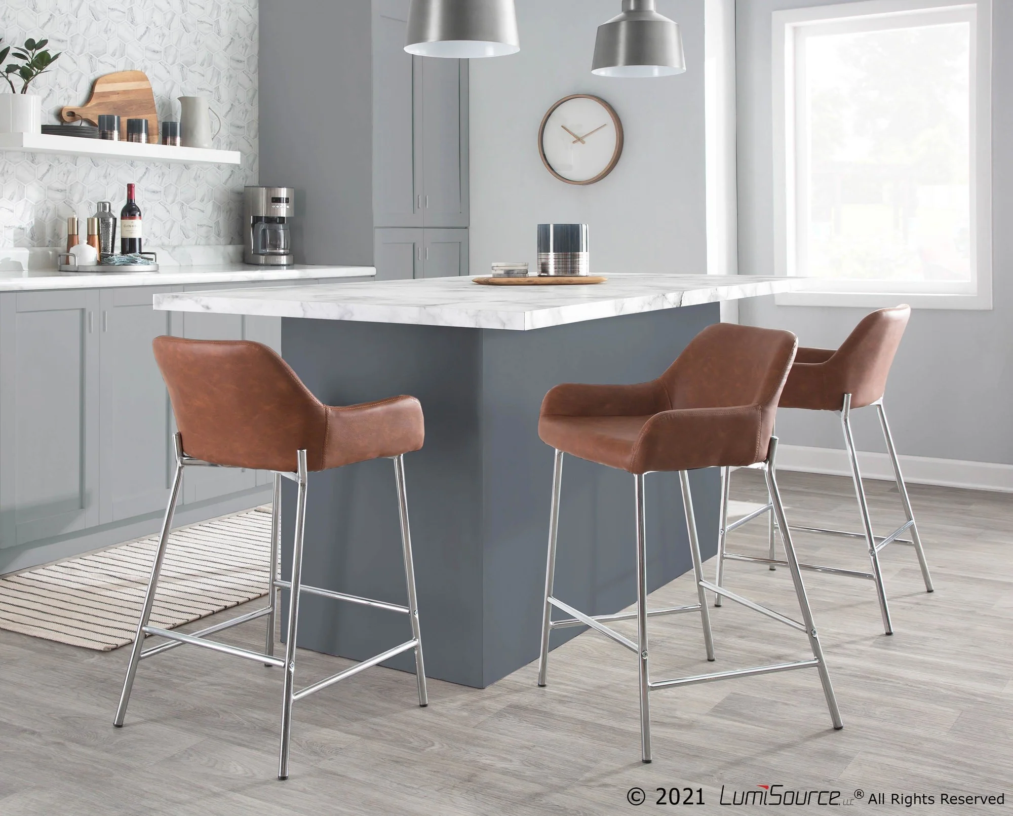 Daniella Fixed-Height Counter Stool - Set of 2 Cream By LumiSource - B24-DNLA2 CHRMPUCAM2 - Image 6