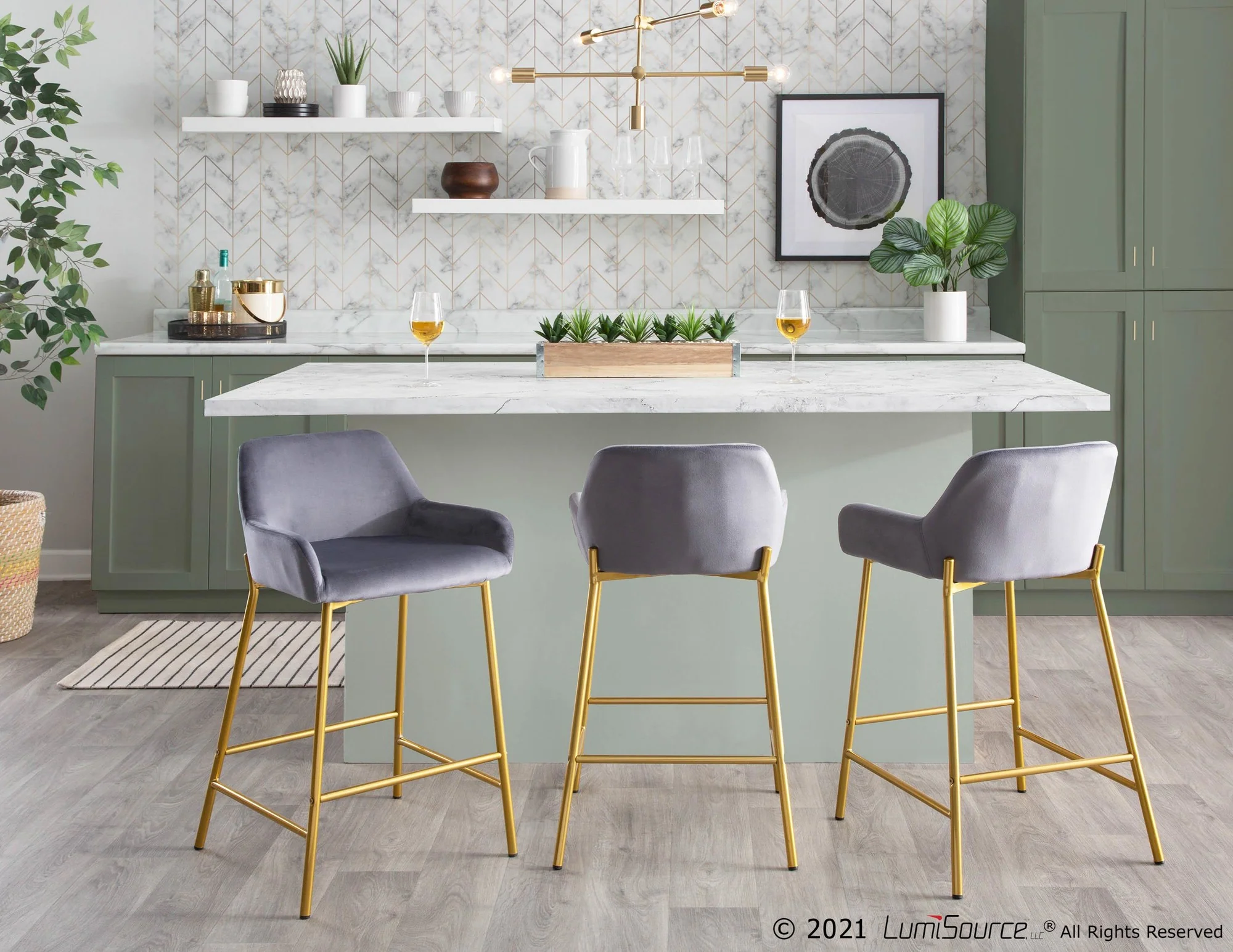 Daniella Fixed-Height Counter Stool - Set of 2 Black By LumiSource - B24-DNLA2 AUVBK2 - Image 16