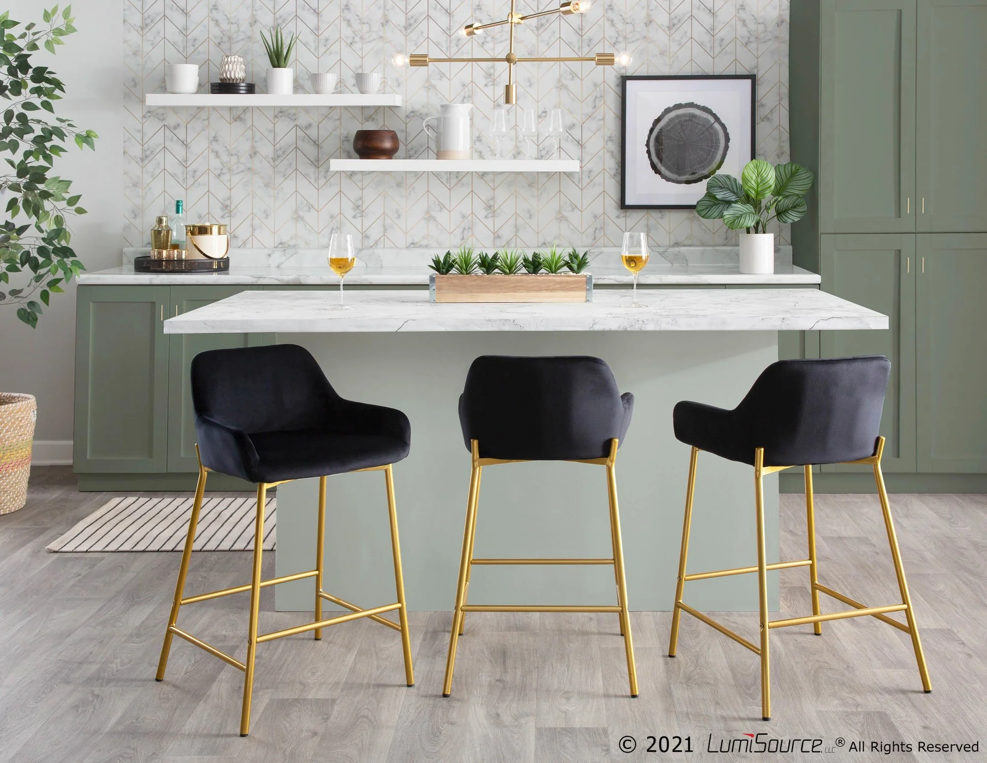 Daniella Fixed-Height Counter Stool - Set of 2 Black By LumiSource - B24-DNLA2 AUVBK2 - Image 6
