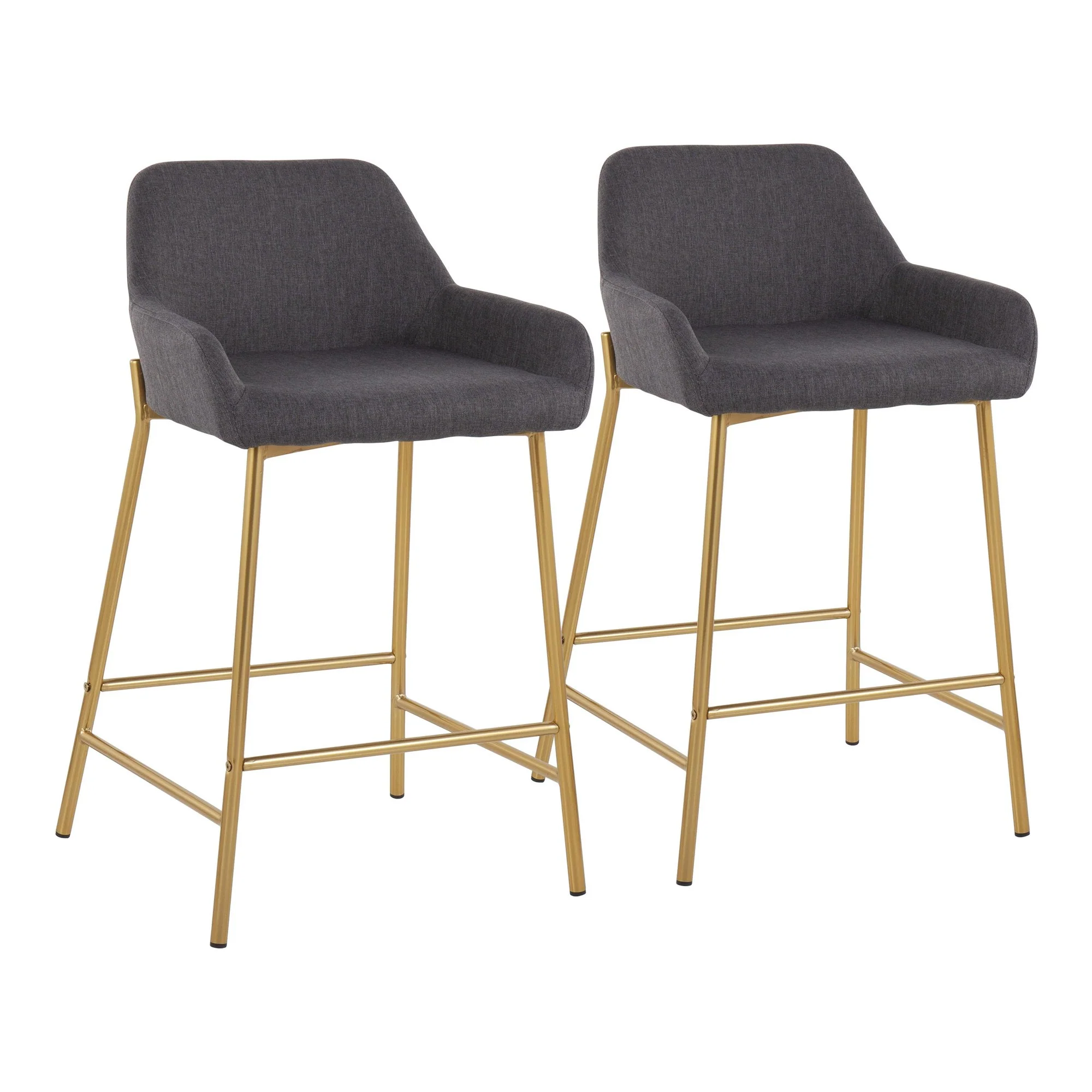Daniella Fixed-Height Counter Stool - Set of 2 Gray By LumiSource - B24-DNLA2 AUCHAR2 - Image 2
