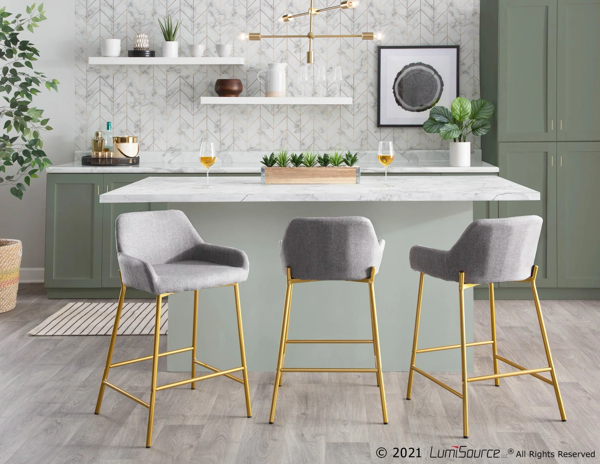 Daniella Fixed-Height Counter Stool - Set of 2 Gray By LumiSource - B24-DNLA2 AUCHAR2 - Image 25