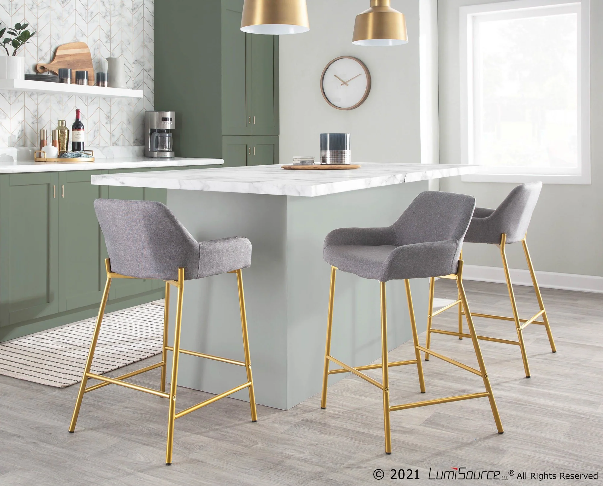Daniella Fixed-Height Counter Stool - Set of 2 Gray By LumiSource - B24-DNLA2 AUCHAR2 - Image 26