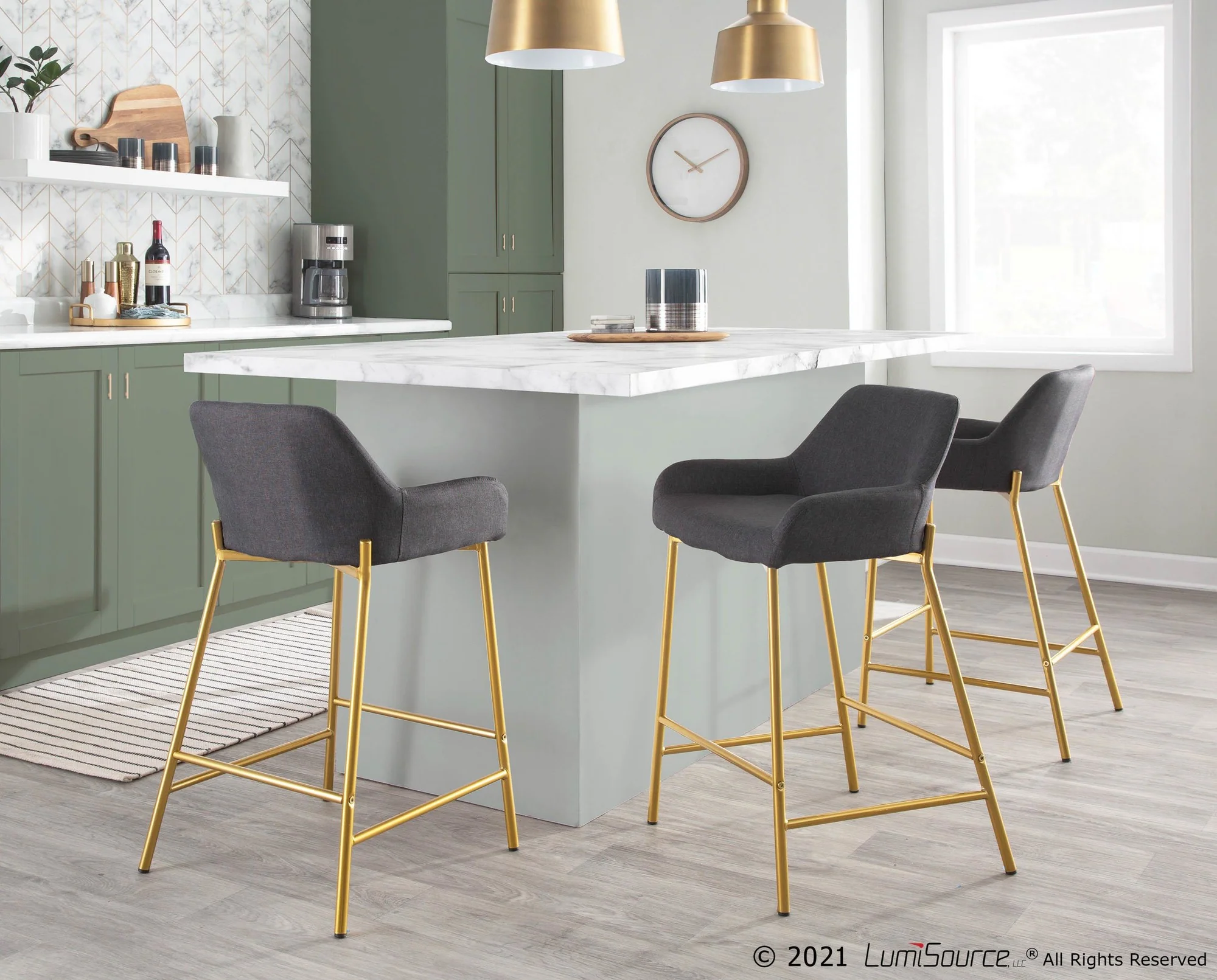 Daniella Fixed-Height Counter Stool - Set of 2 Gray By LumiSource - B24-DNLA2 AUCHAR2 - Image 6