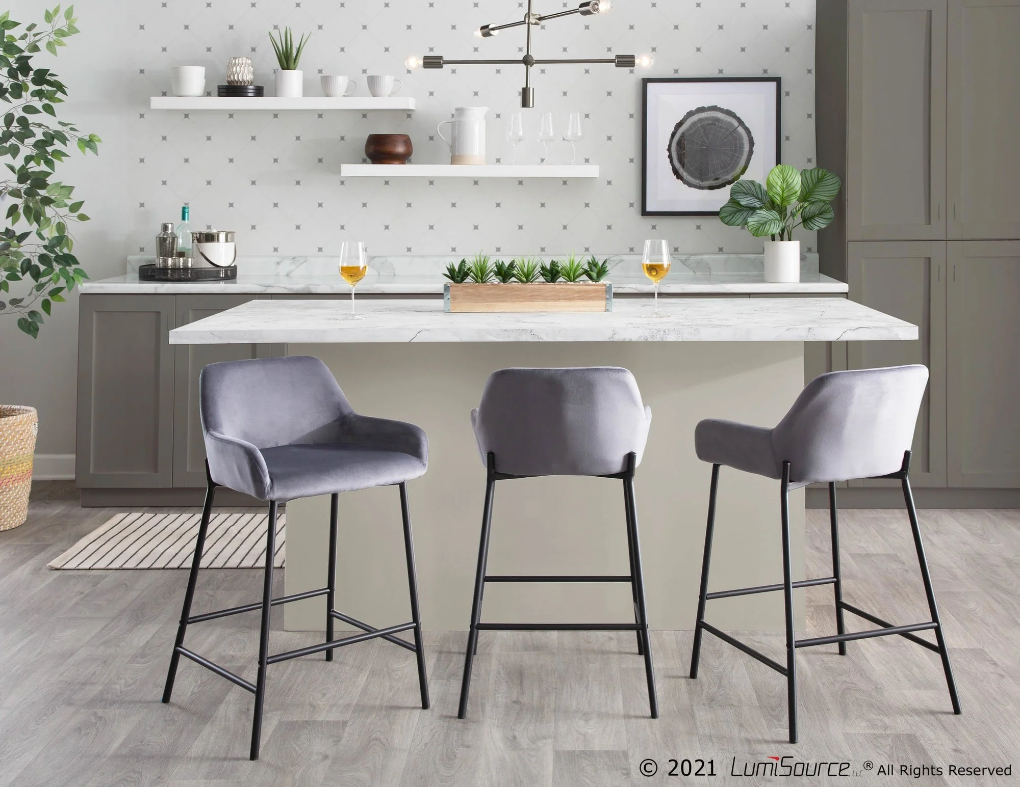 Daniella Fixed-Height Counter Stool - Set of 2 By LumiSource - B24-DNLA2 BKCR2 - Image 10