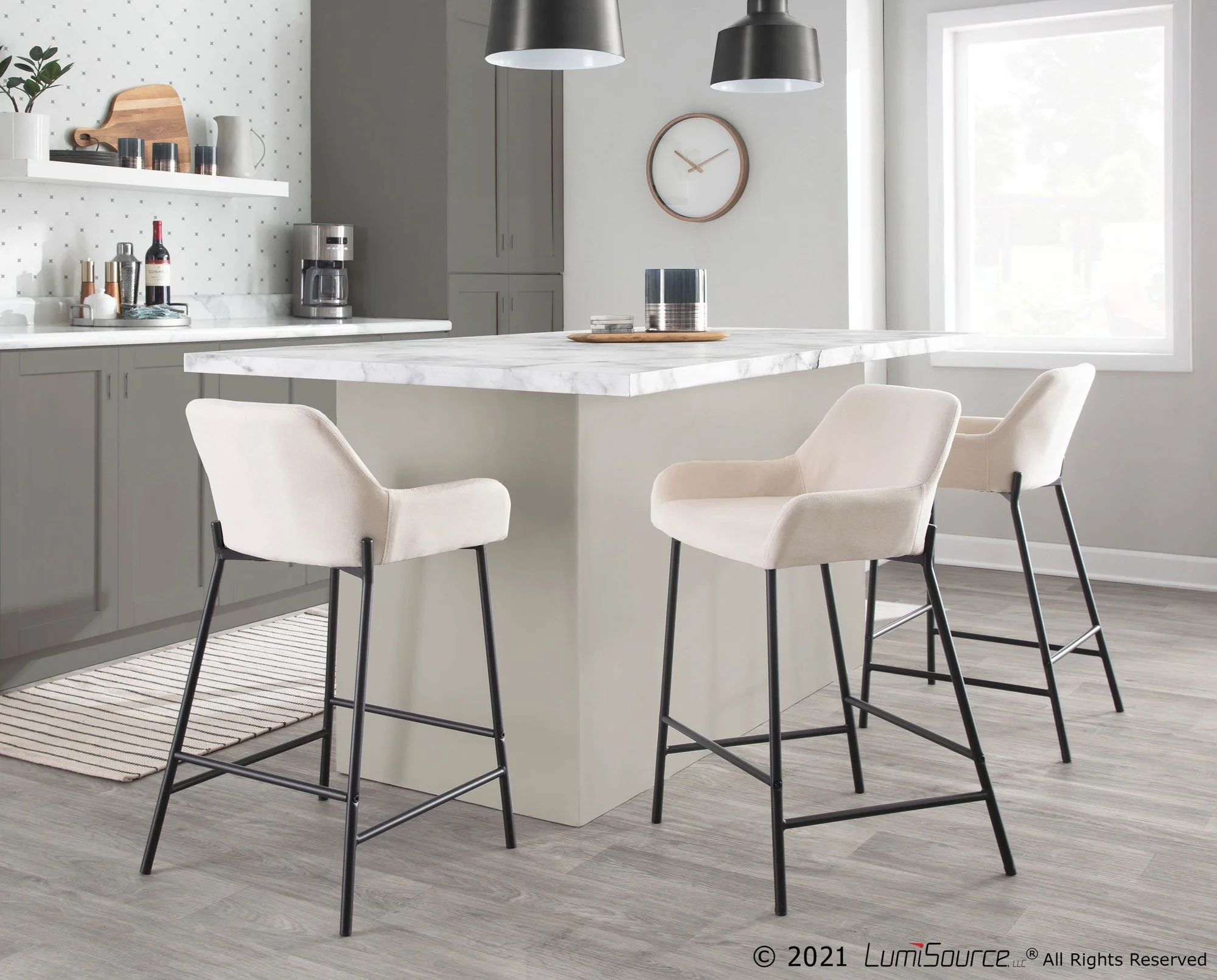 Daniella Fixed-Height Counter Stool - Set of 2 By LumiSource - B24-DNLA2 BKCR2 - Image 2
