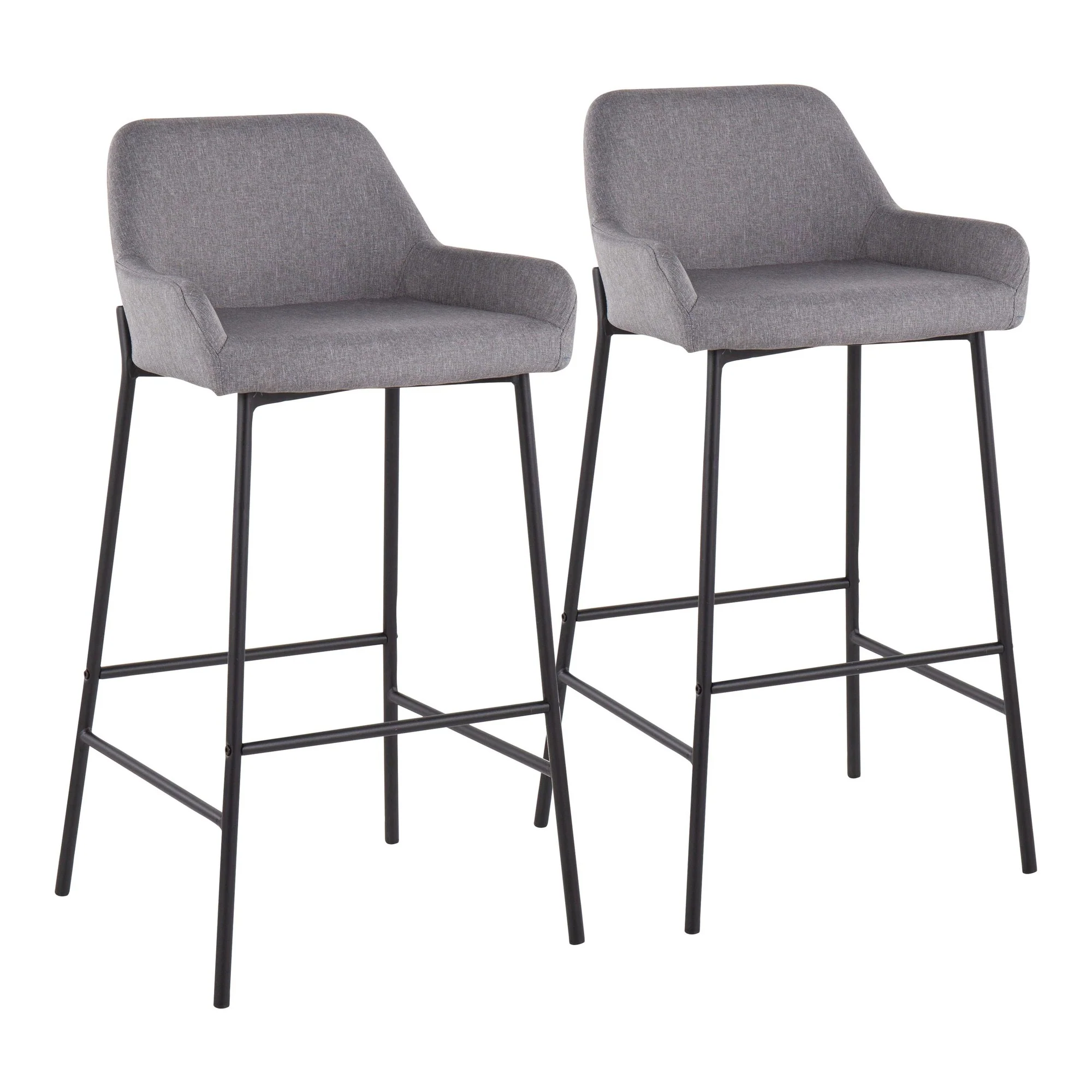 Daniella Fixed-Height Bar Stool - Set of 2 Gray By LumiSource - B30-DNLA2 BKCHAR2 - Image 17