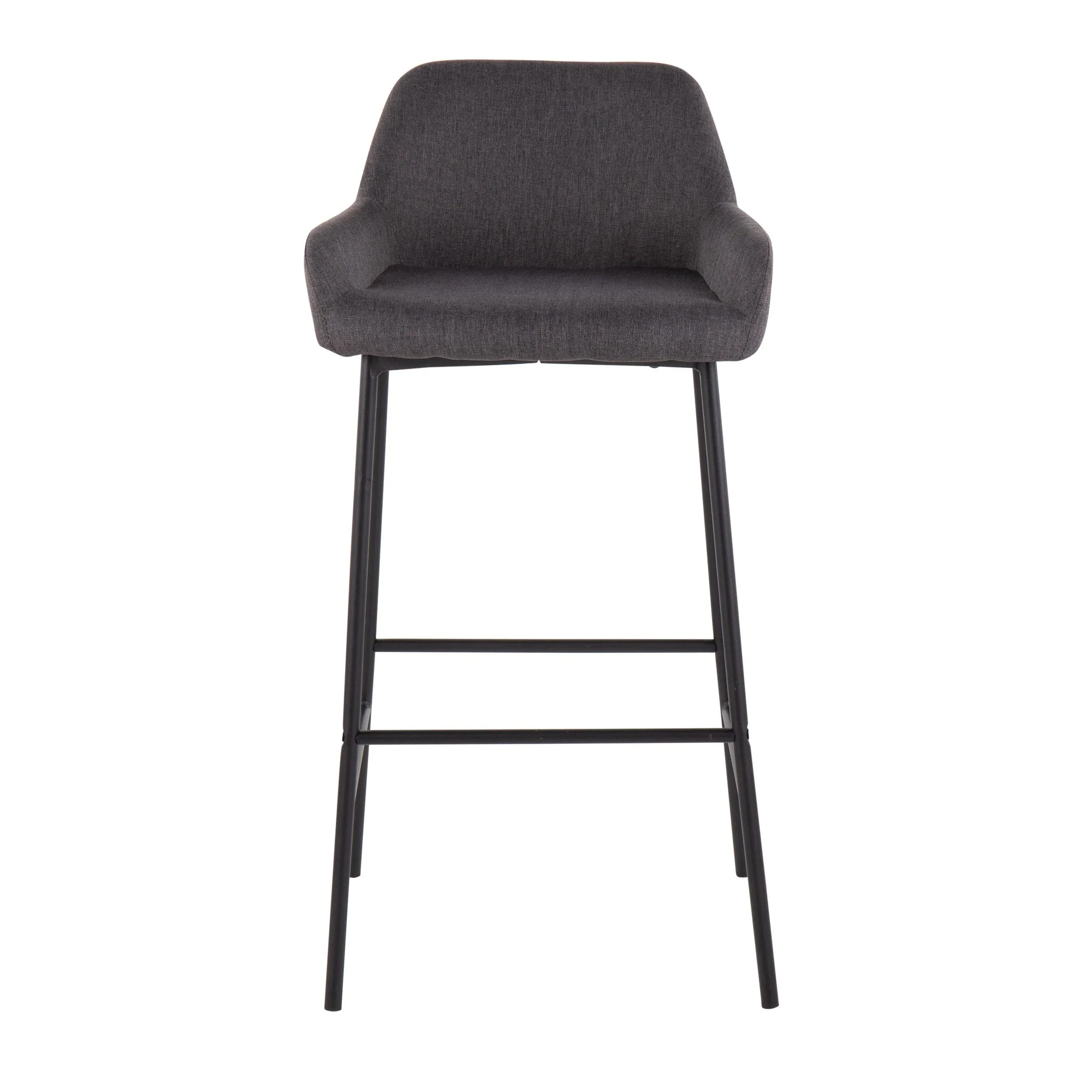 Daniella Fixed-Height Bar Stool - Set of 2 Gray By LumiSource - B30-DNLA2 BKCHAR2 - Image 2