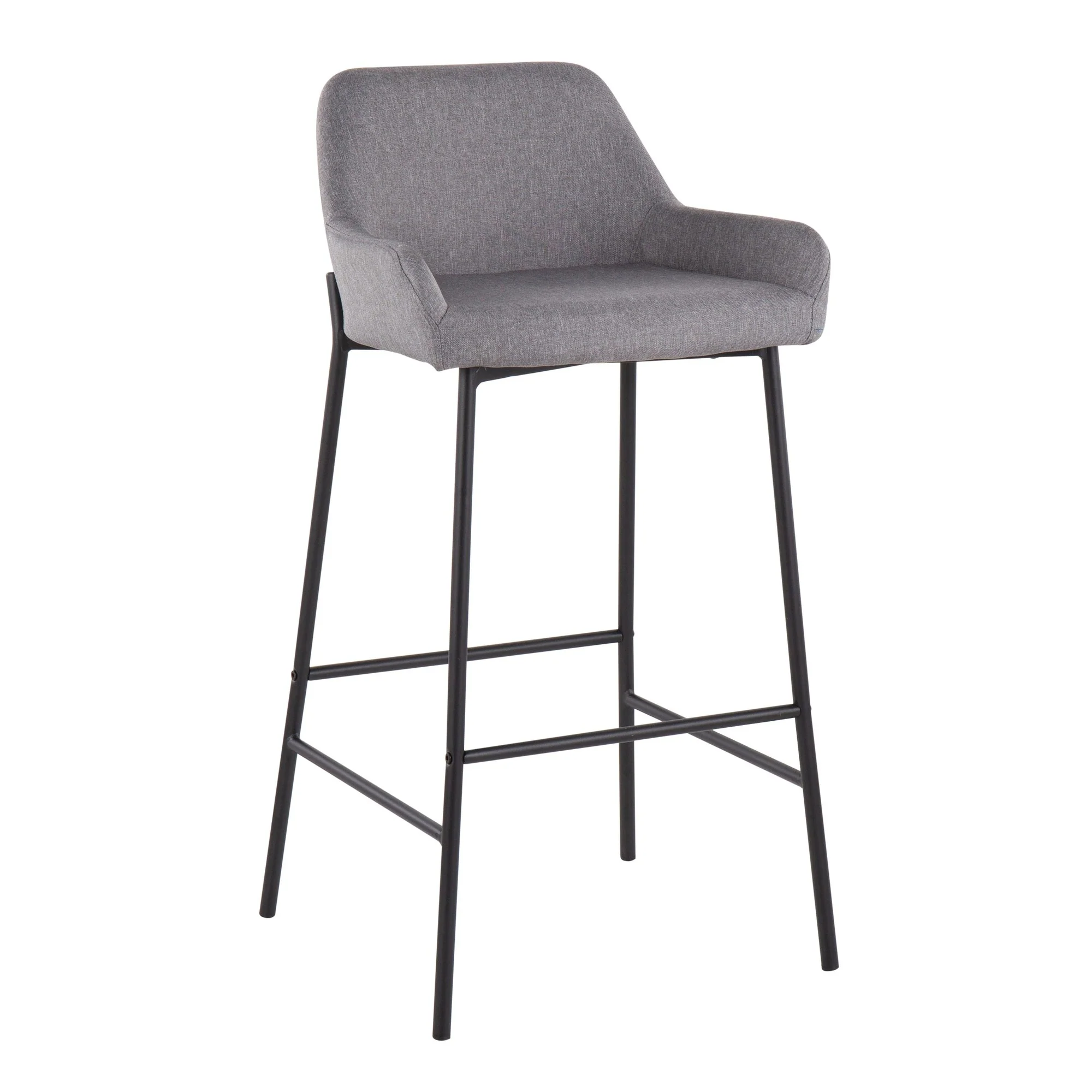 Daniella Fixed-Height Bar Stool - Set of 2 Gray By LumiSource - B30-DNLA2 BKCHAR2 - Image 21