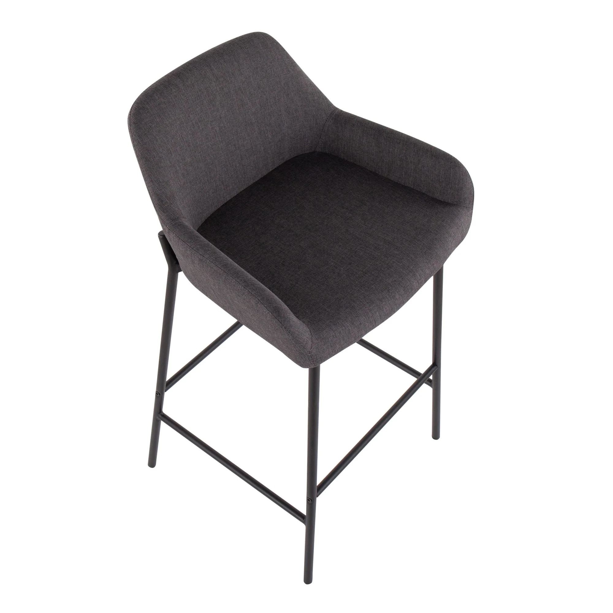 Daniella Fixed-Height Bar Stool - Set of 2 Gray By LumiSource - B30-DNLA2 BKCHAR2 - Image 3