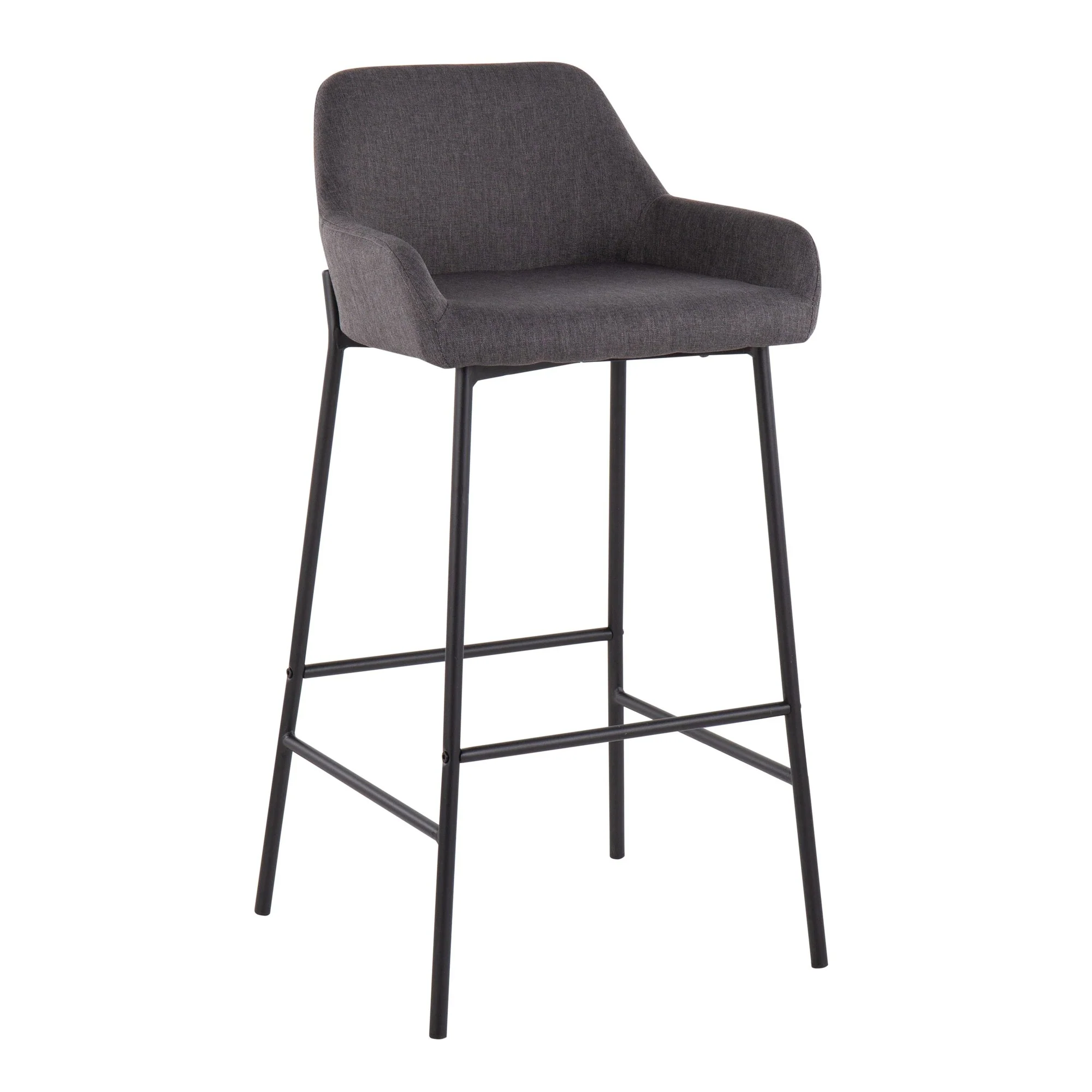Daniella Fixed-Height Bar Stool - Set of 2 Gray By LumiSource - B30-DNLA2 BKCHAR2 - Image 5