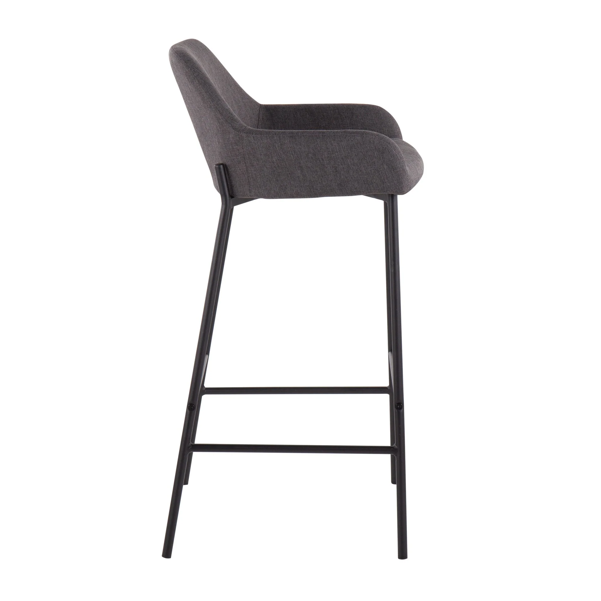 Daniella Fixed-Height Bar Stool - Set of 2 Gray By LumiSource - B30-DNLA2 BKCHAR2 - Image 6