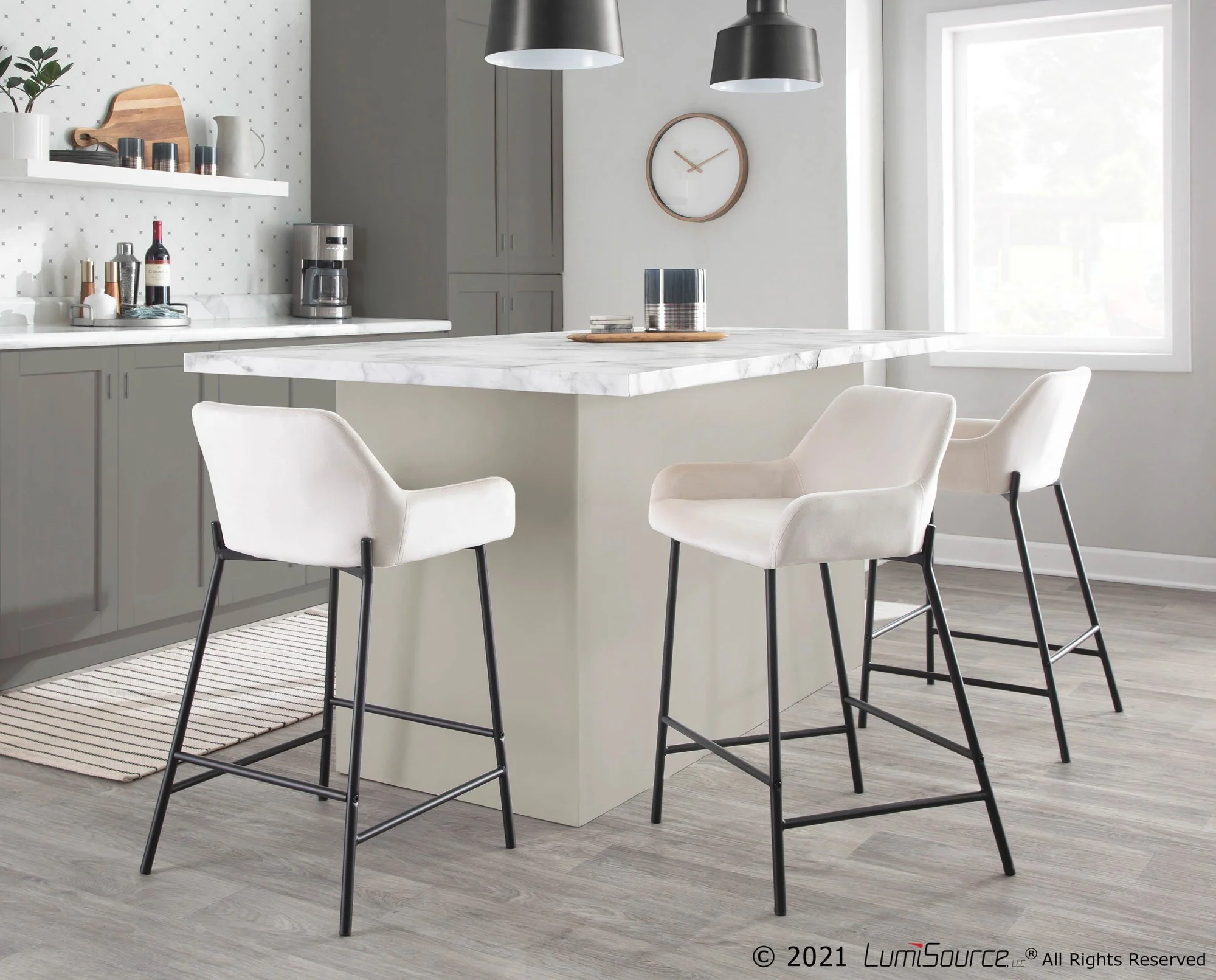 Daniella Fixed-Height Counter Stool - Set of 2 Black By LumiSource - B24-DNLA2 BKVBK2 - Image 15