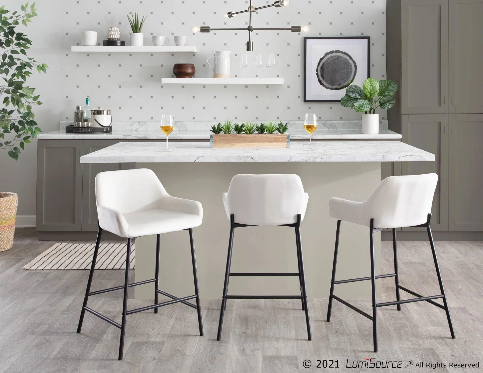 Daniella Fixed-Height Counter Stool - Set of 2 Black By LumiSource - B24-DNLA2 BKVBK2 - Image 16
