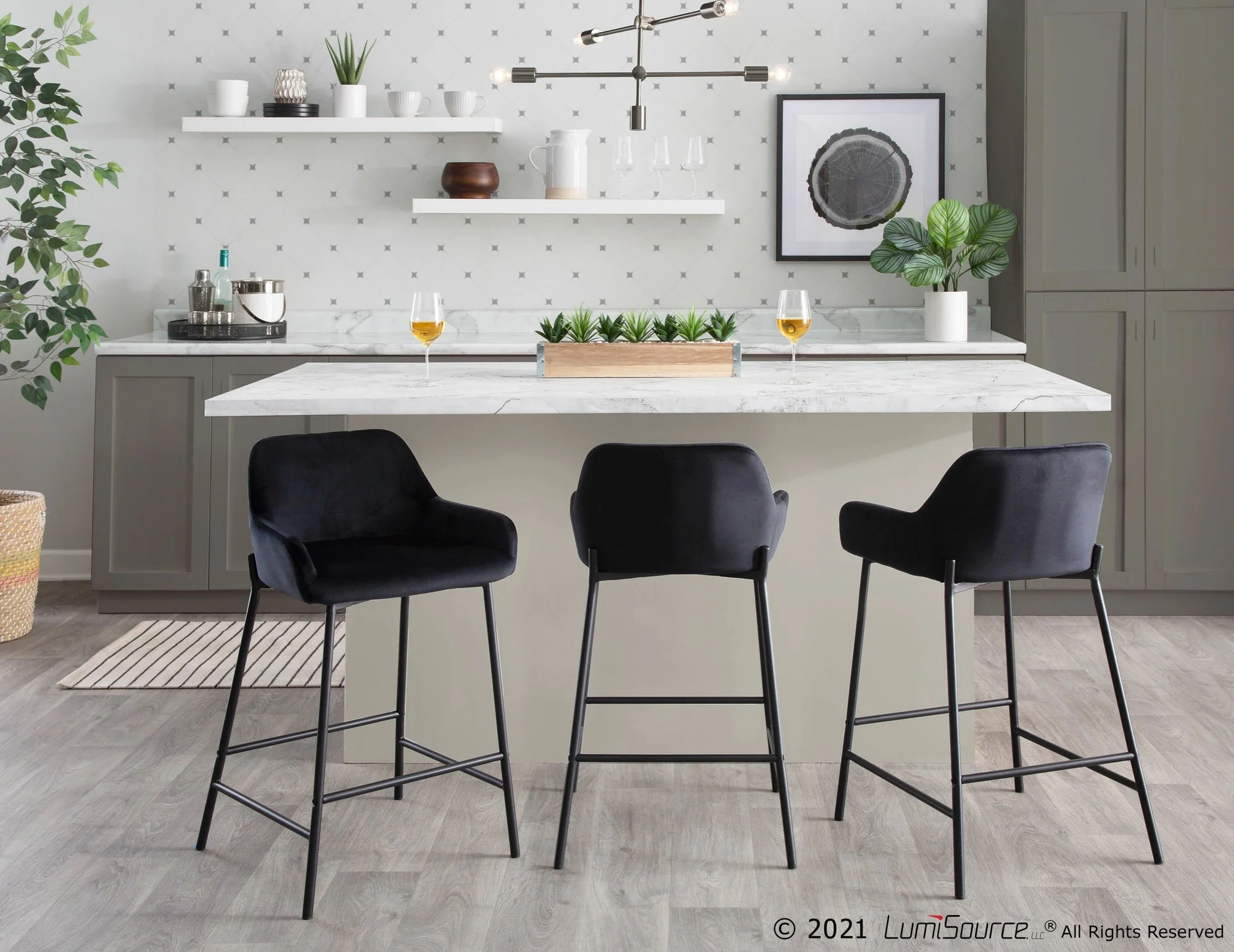 Daniella Fixed-Height Counter Stool - Set of 2 Black By LumiSource - B24-DNLA2 BKVBK2 - Image 6