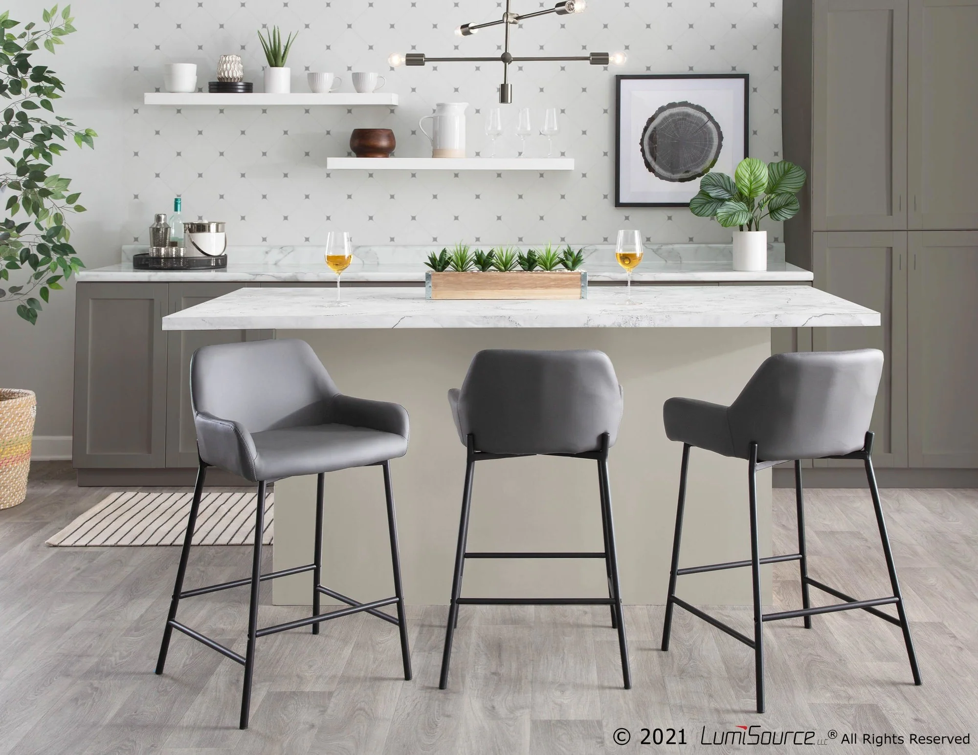 Daniella Fixed-Height Counter Stool - Set of 2 Cream By LumiSource - B24-DNLA2 BKPUCAM2 - Image 15