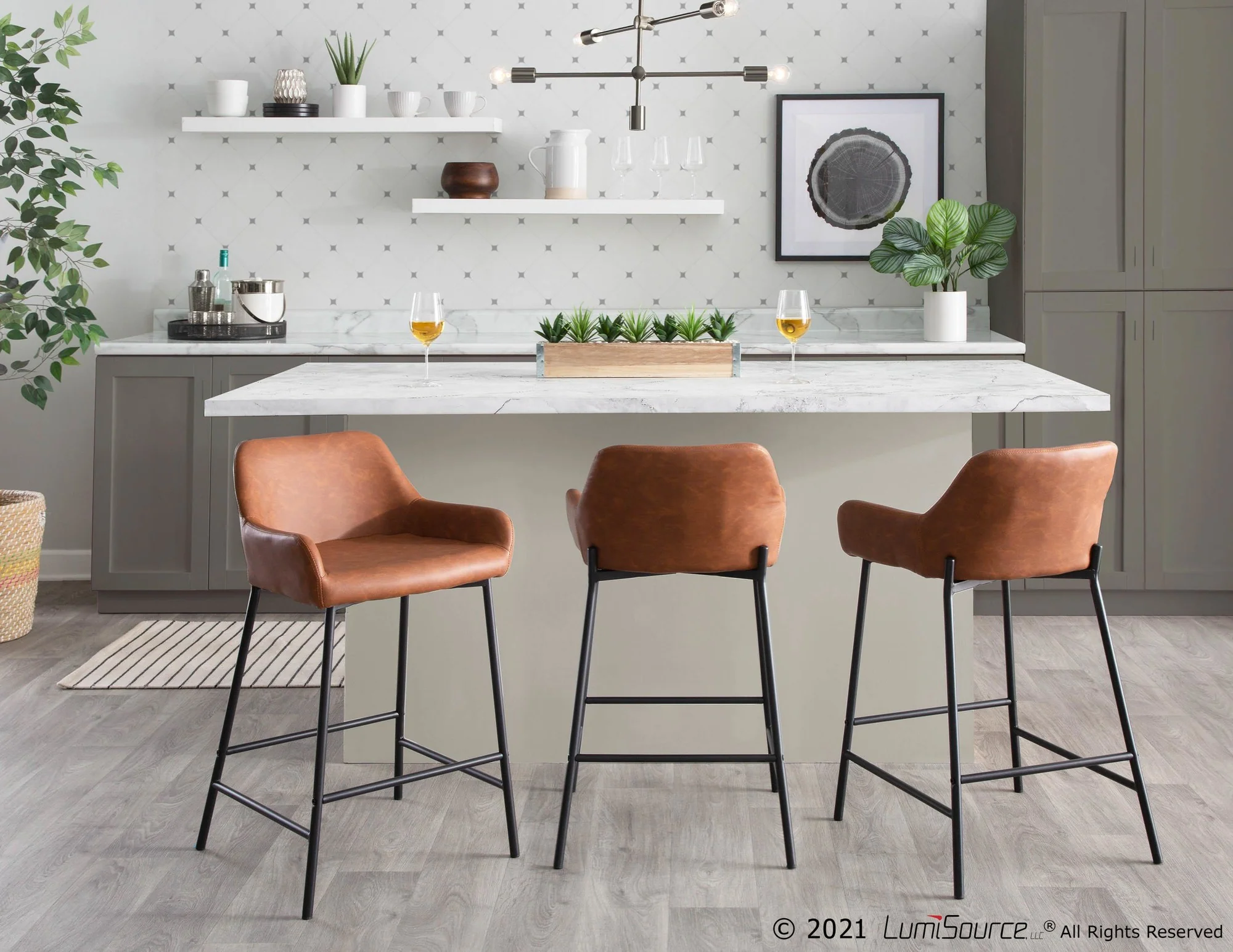 Daniella Fixed-Height Counter Stool - Set of 2 Cream By LumiSource - B24-DNLA2 BKPUCAM2 - Image 6