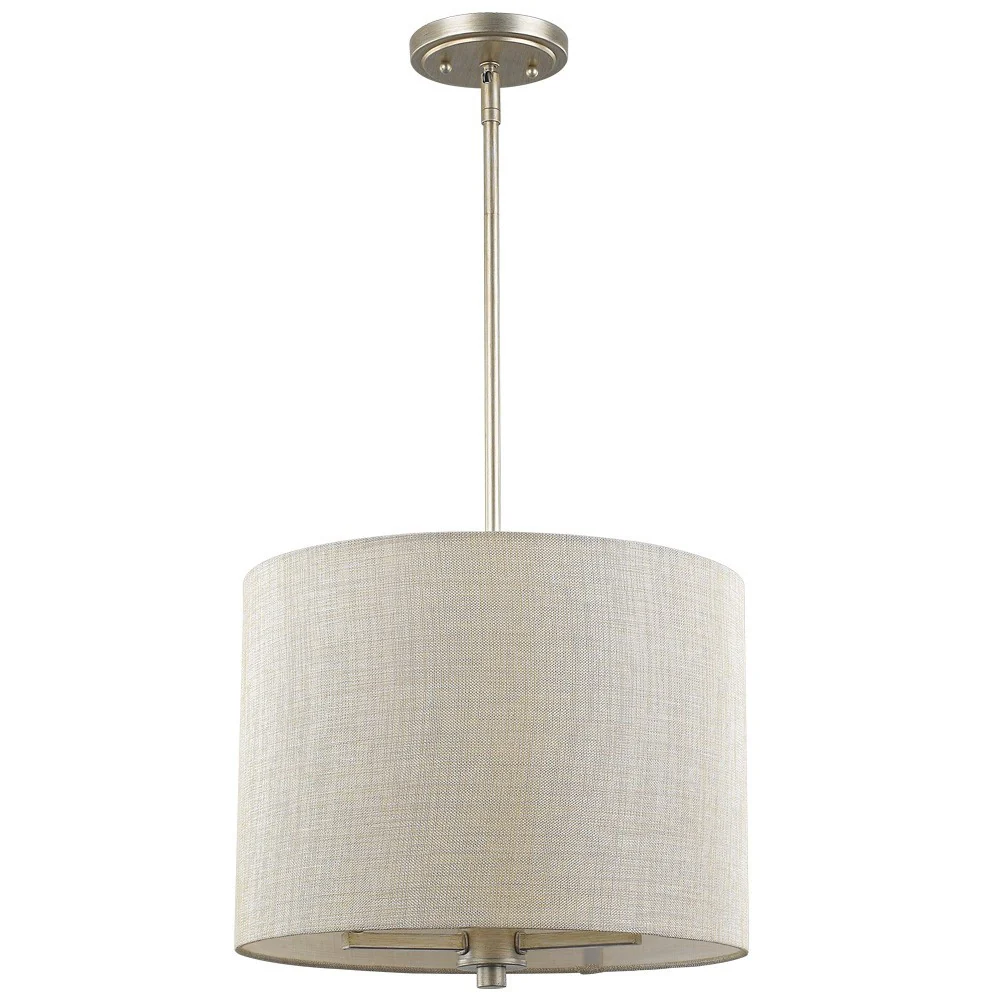 Daria 3-Light Washed Gold Pendant With Washed Gold And White Drum Shade By Homeroots - Image 2