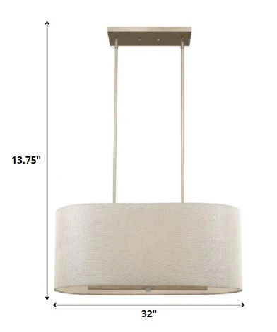 Daria 6-Light Washed Gold Island Pendant With Washed Gold And White Shade By Homeroots - Image 5