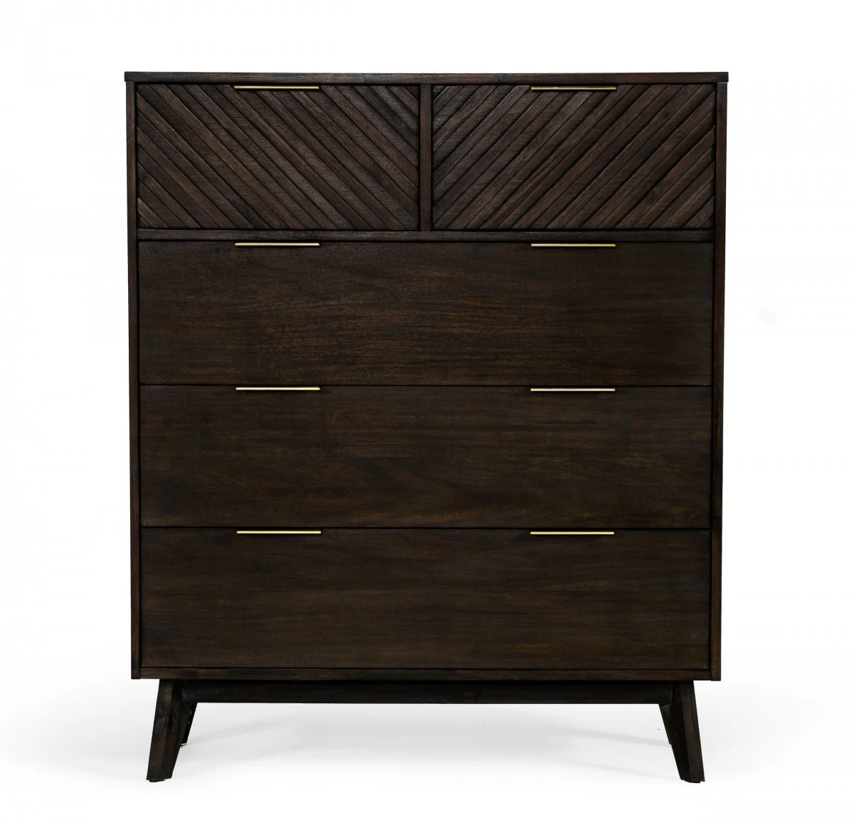 Dark Acacia Solid Wood Five Drawer Dresser By Homeroots - Image 2