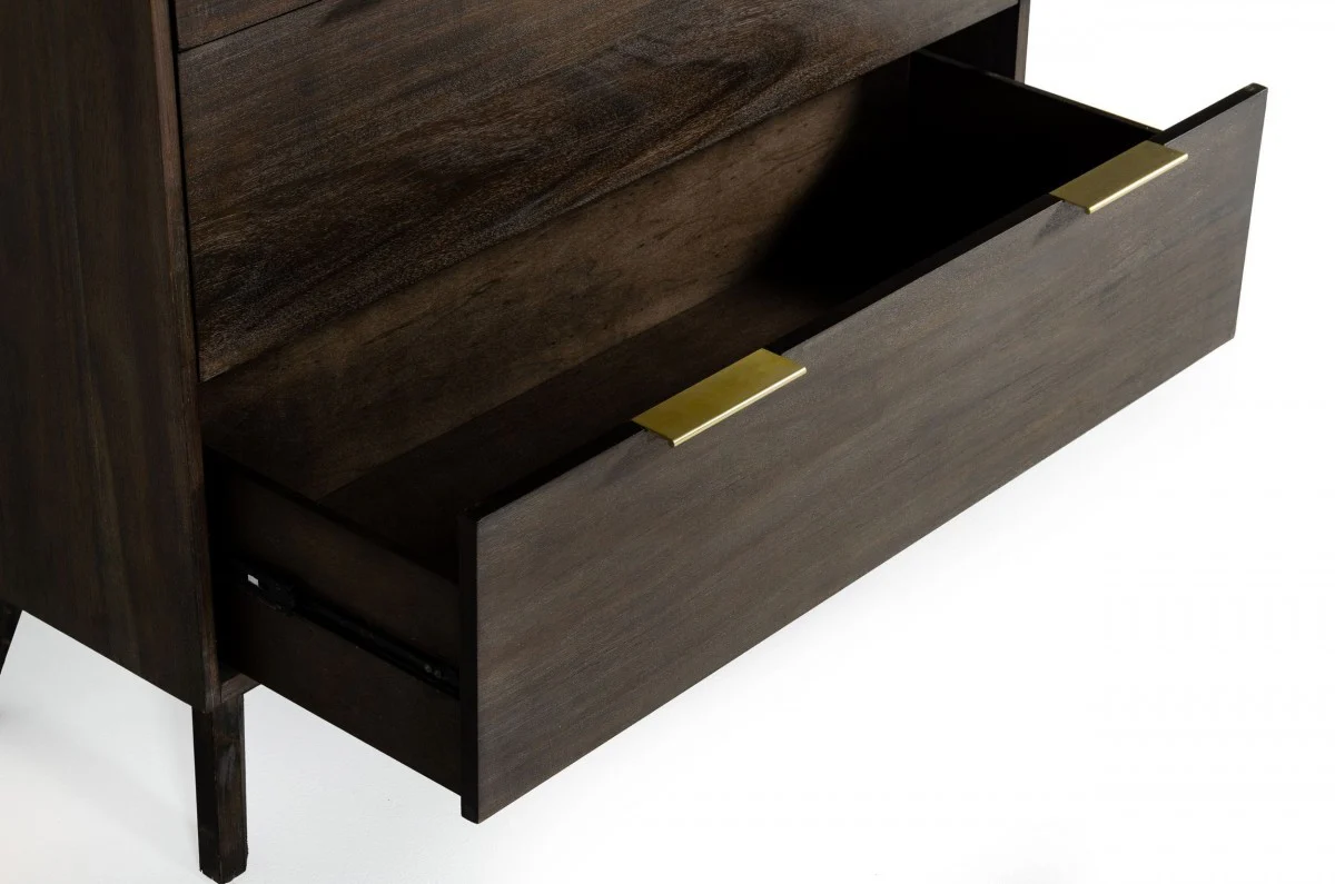 Dark Acacia Solid Wood Five Drawer Dresser By Homeroots - Image 5