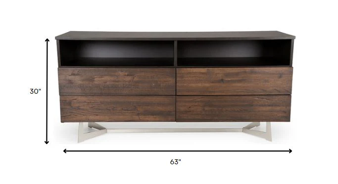 Dark Aged Oak Dresser Or Tv Stand By Homeroots - Image 6