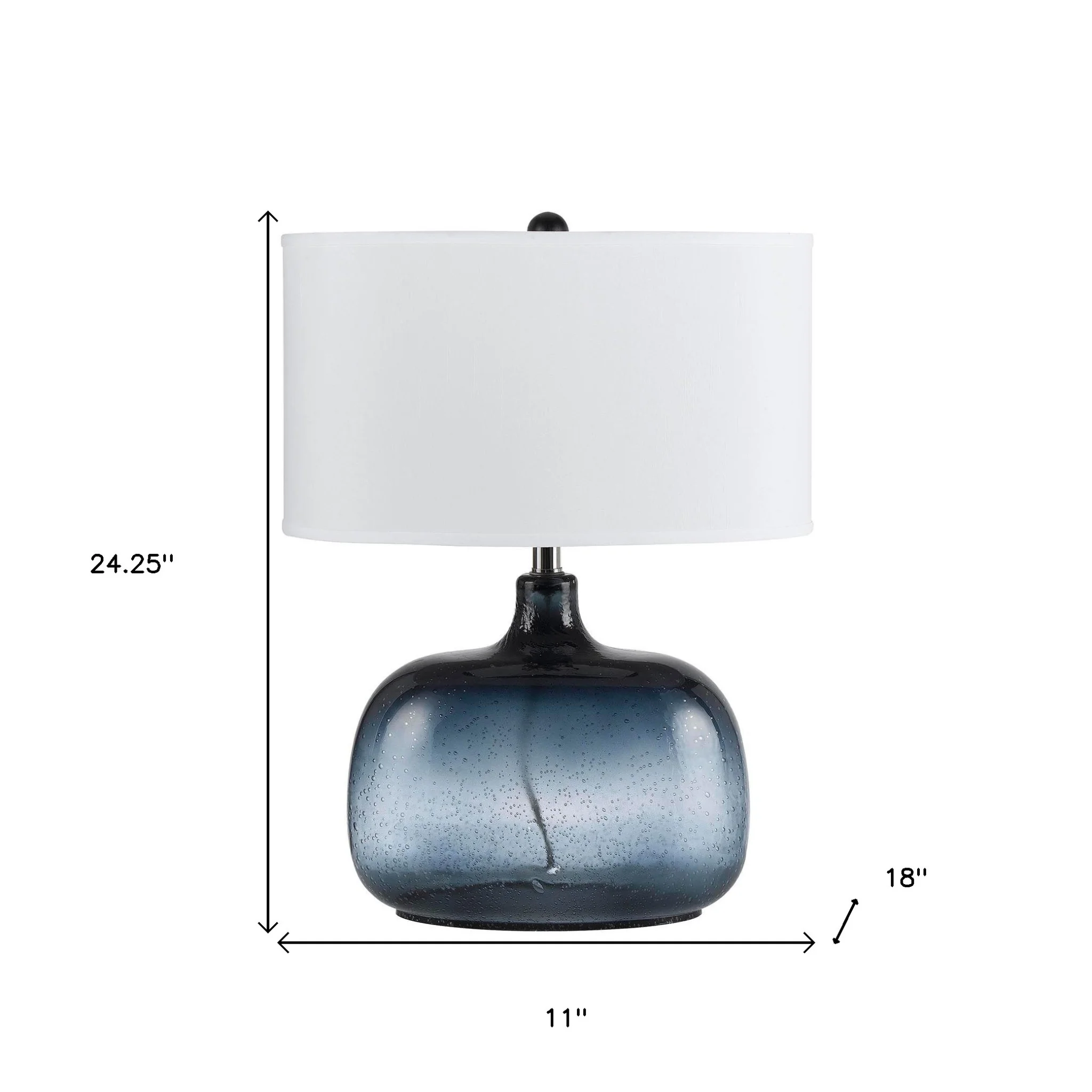 Dark Blue Glass Table Lamp With White Novelty Shade By Homeroots - Image 4