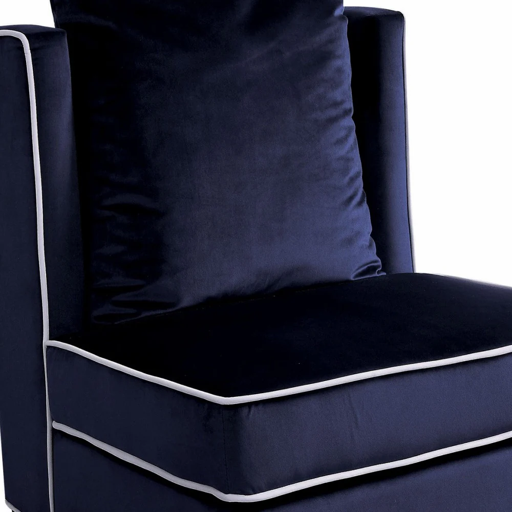 Dark Blue Velvet Accent Chair By Homeroots - Image 2