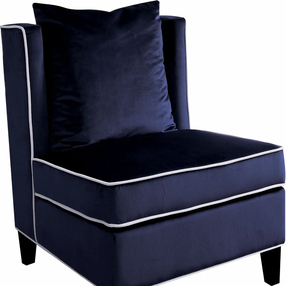 Dark Blue Velvet Accent Chair By Homeroots - Image 3