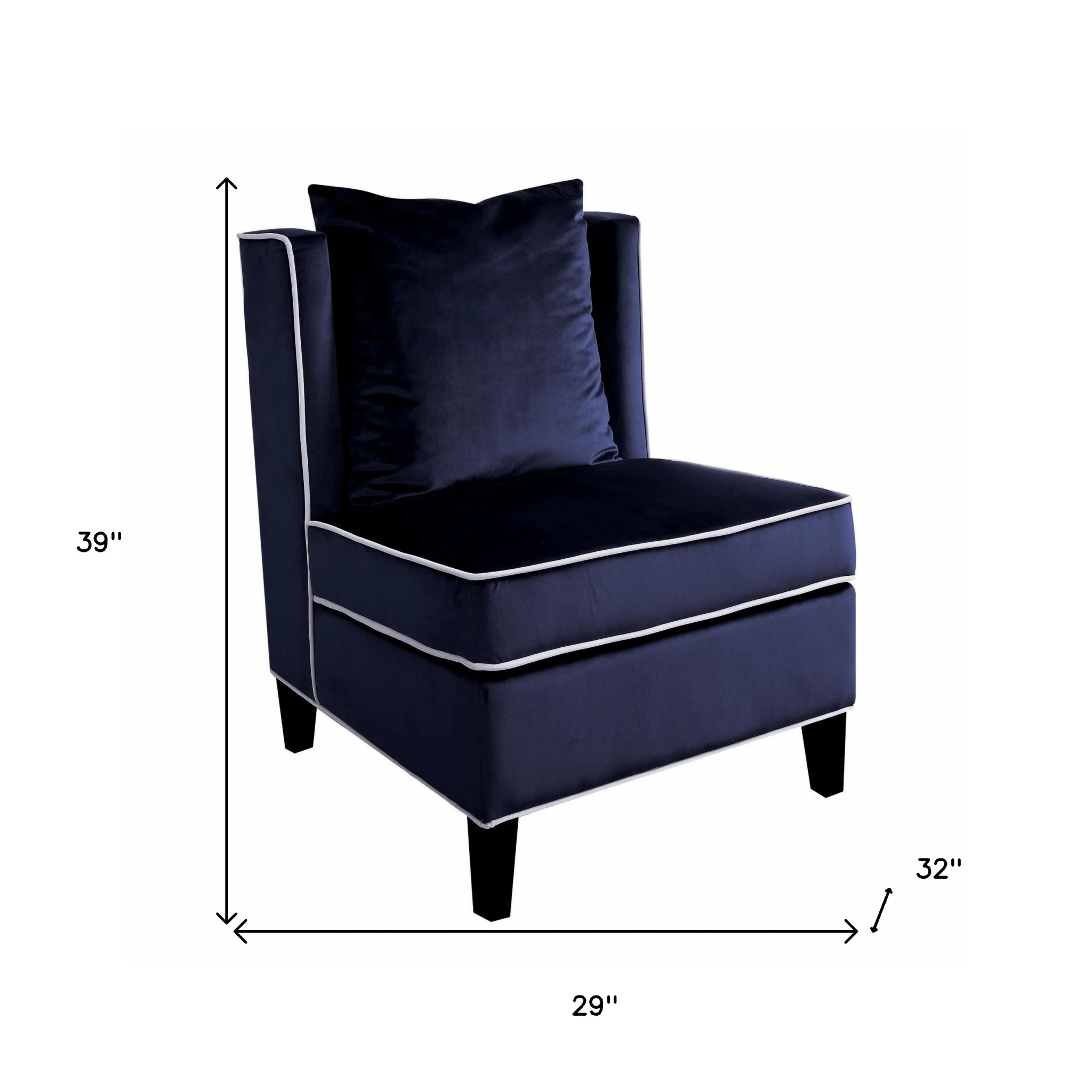 Dark Blue Velvet Accent Chair By Homeroots - Image 4