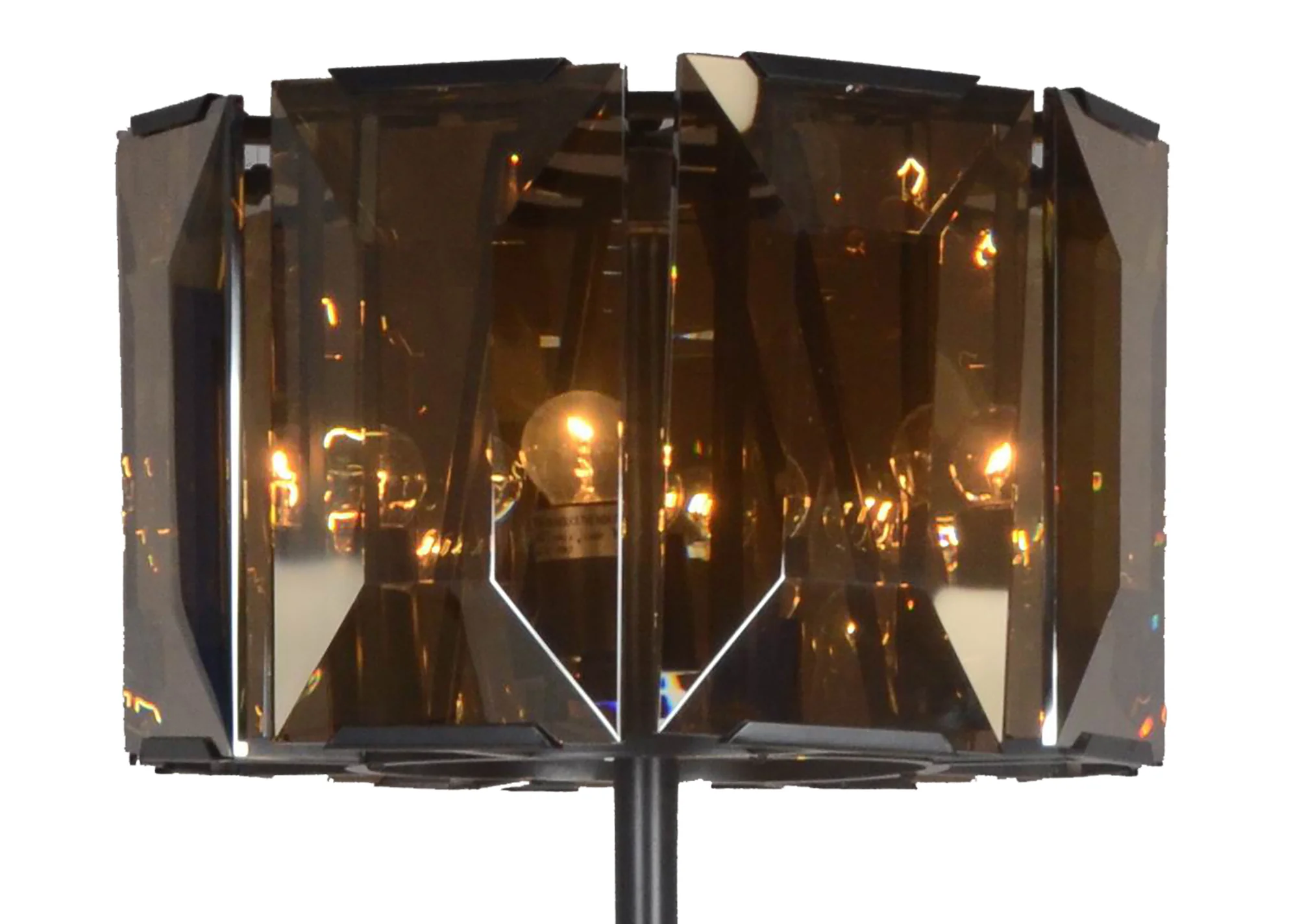 Dark Bronze Floor Lamp With Amber Solid Color Beveled Glass Drum Shade By Homeroots - Image 4