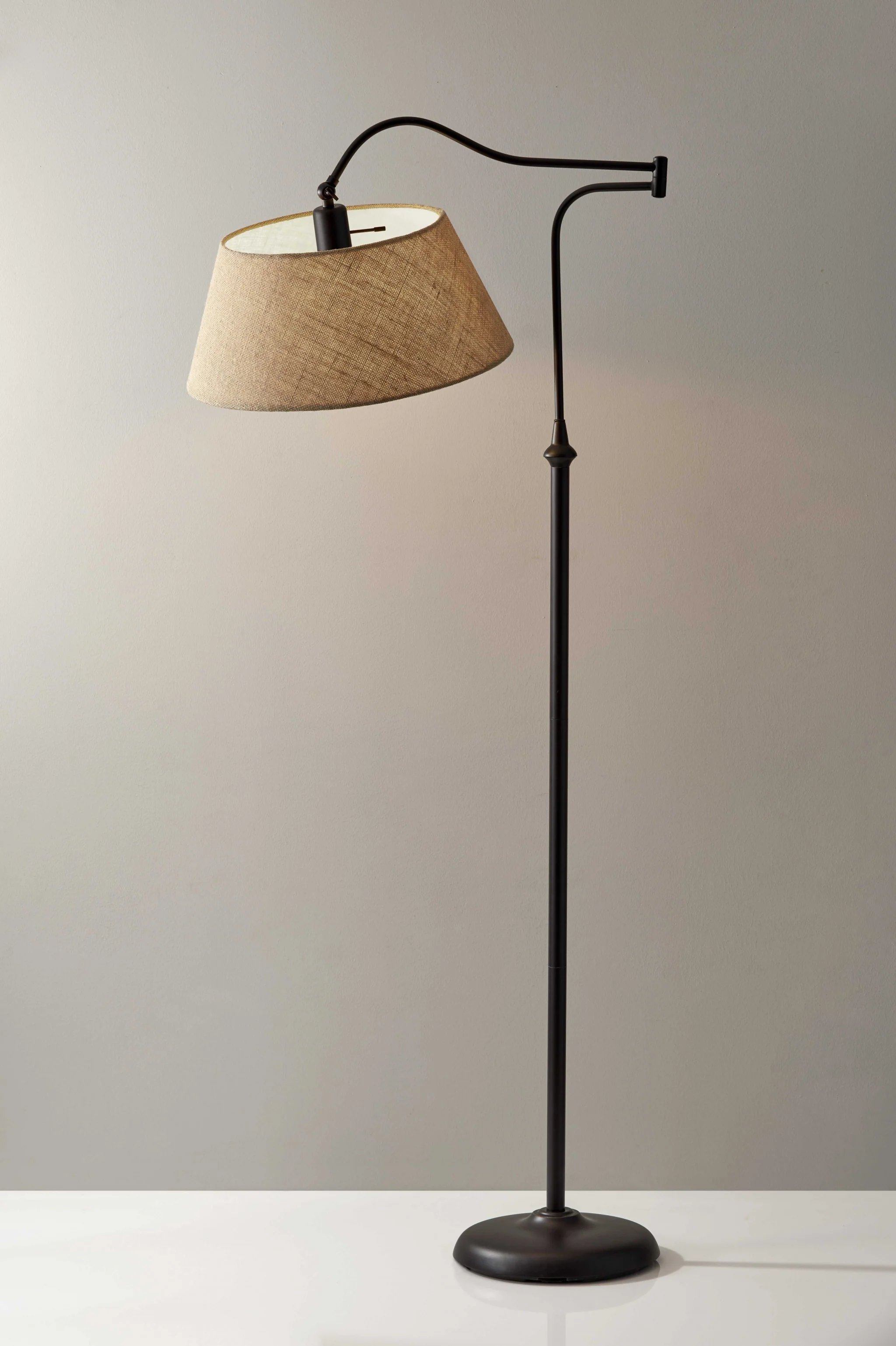 Dark Bronze Metal Floor Lamp with Adjustable Swing Arm By Homeroots - Image 3