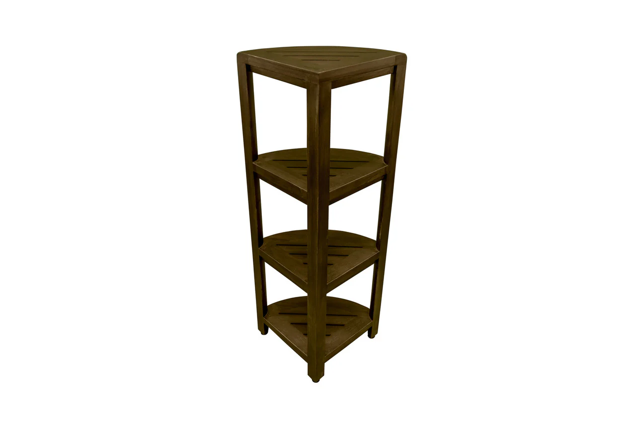 Dark Brown 38" Curvilinear Corner Four Tier Shower Shelf By Homeroots - Image 2